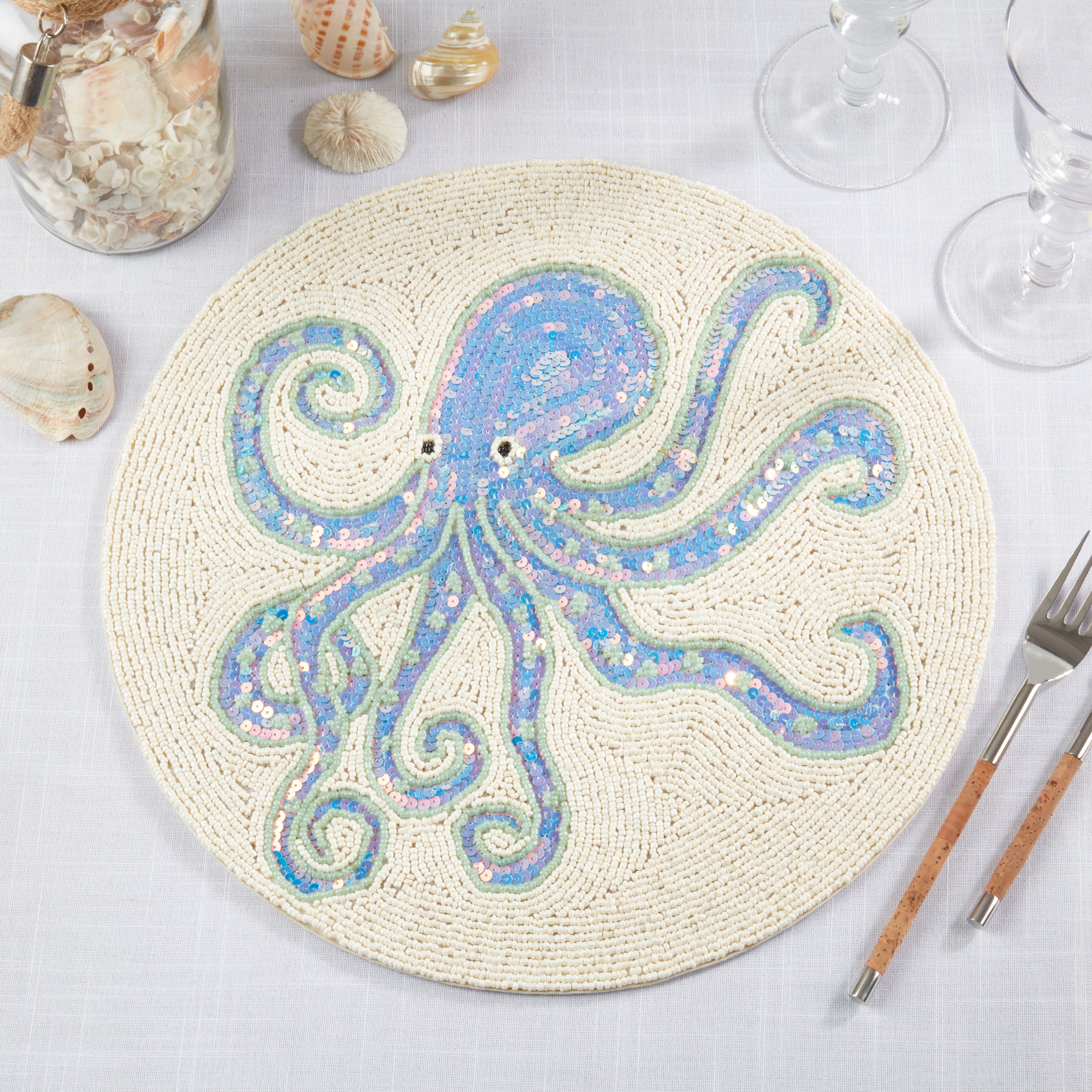 Tentacle Treasure Beaded Placemat, Set of 4