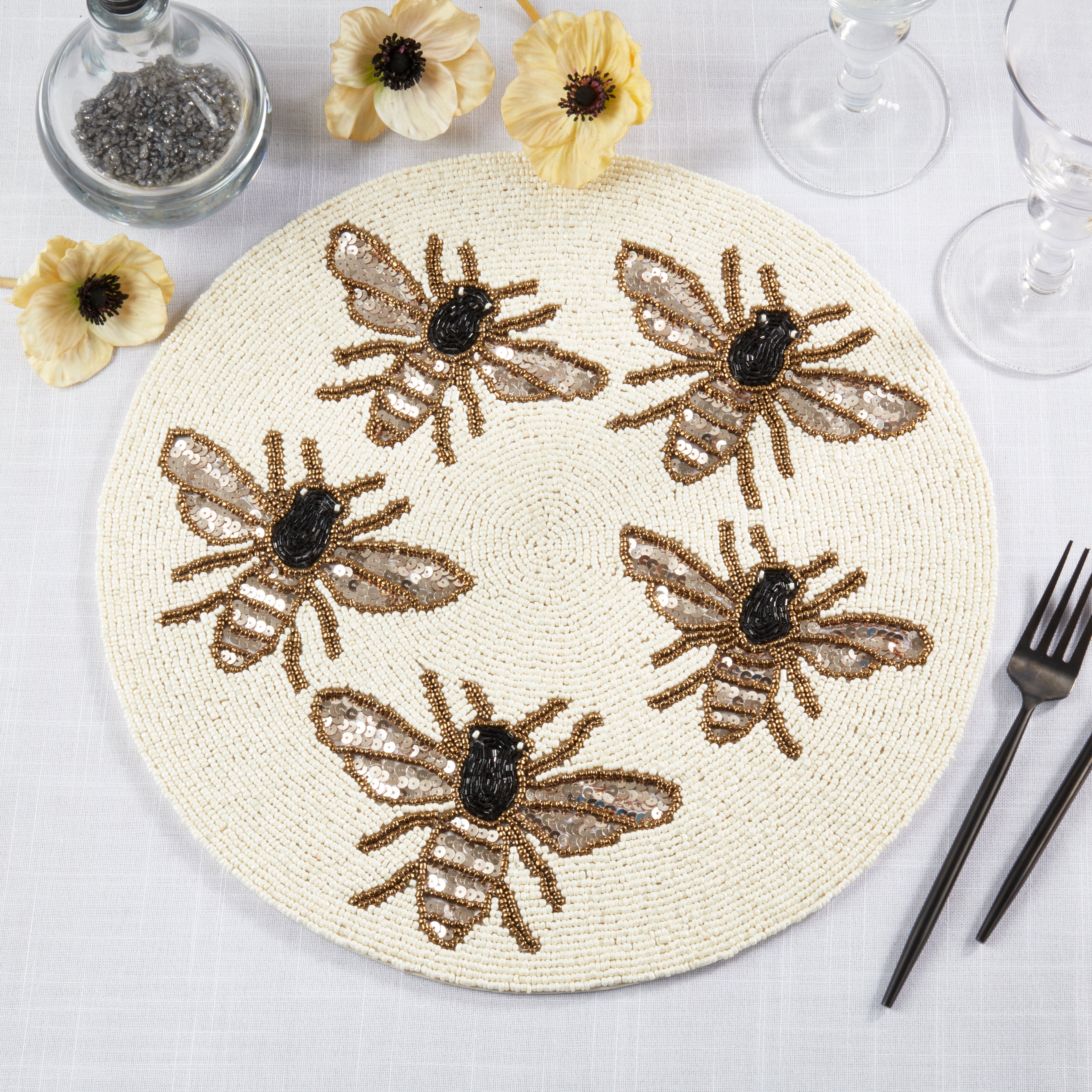 Garden Buzz Beaded Placemat, Set of 4