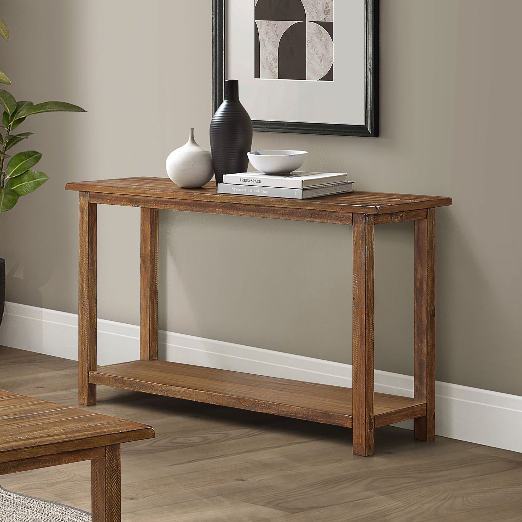 Castleton Distressed Brown Wood Entryway Console Table