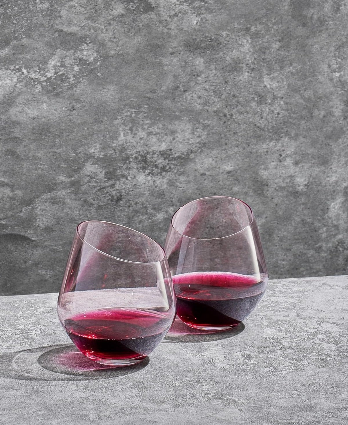 Pink Slanted Stemless Wine Glasses Set of 2