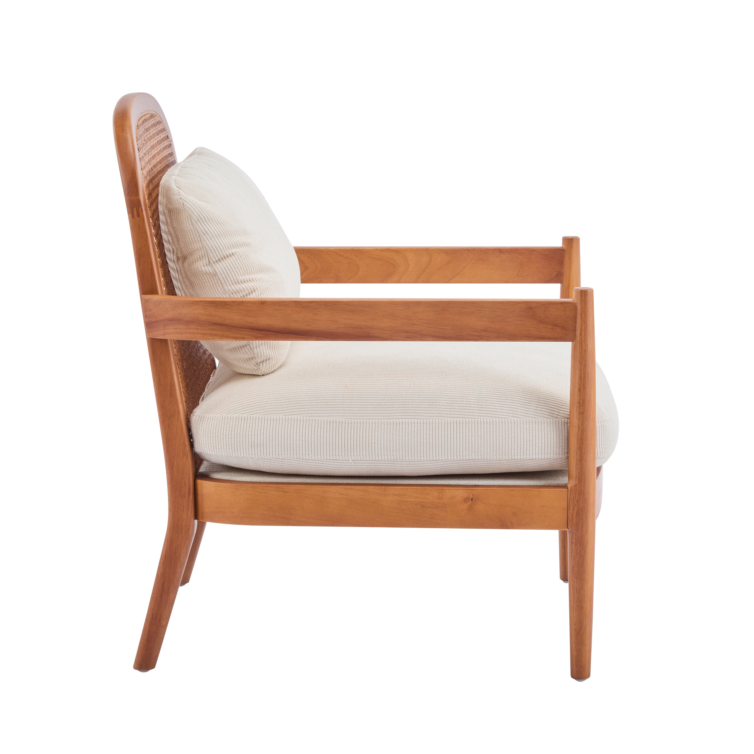 Elliston Solid Wood and Rattan Accent Chair with Cushions, Set of 2