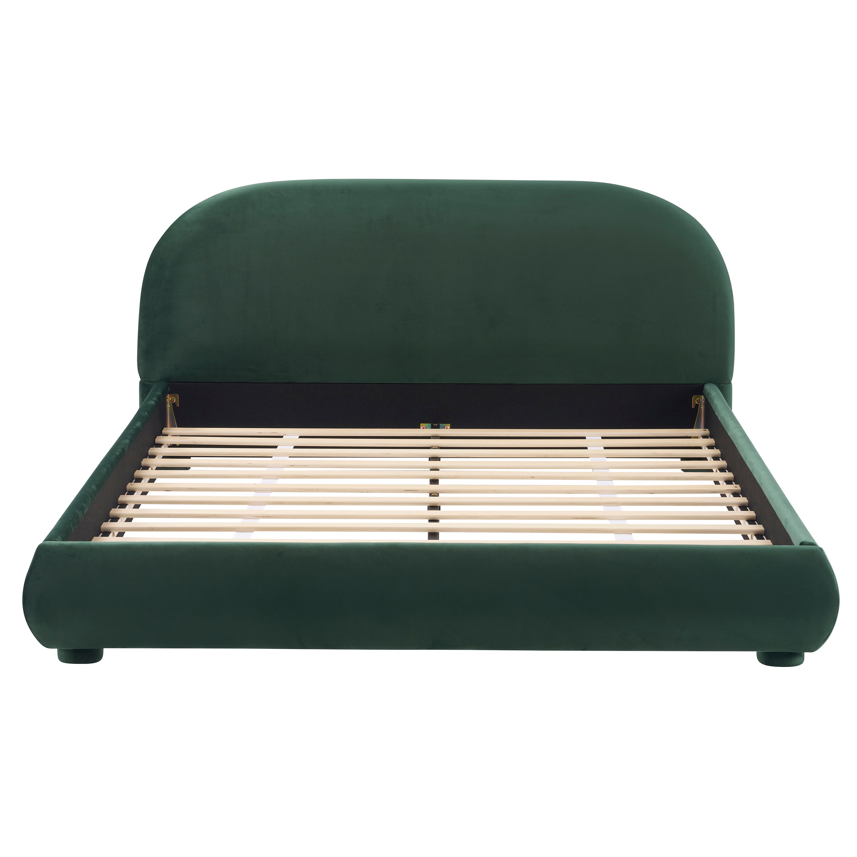 Modern Bed Frame with Upholstered Curved Headboard