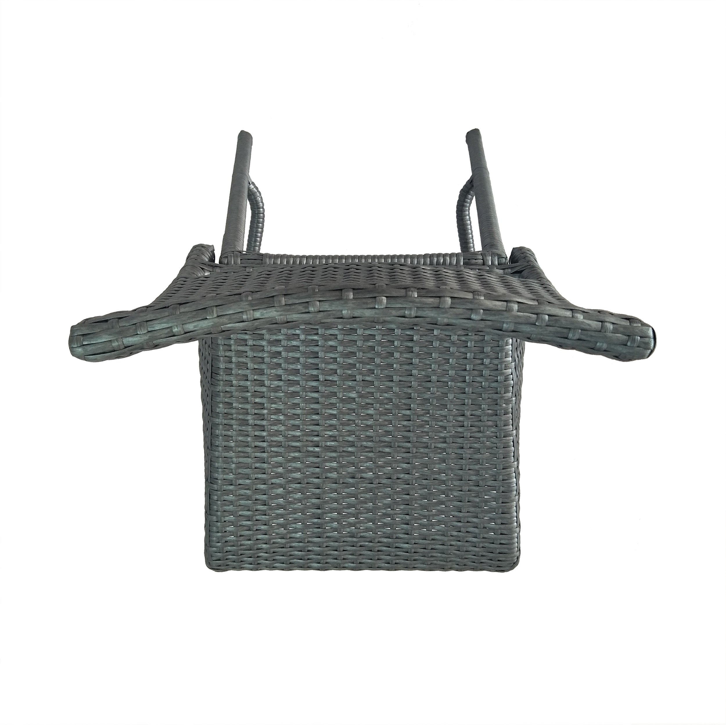29" Outdoor Rattan Armless Barstools, Set of 2