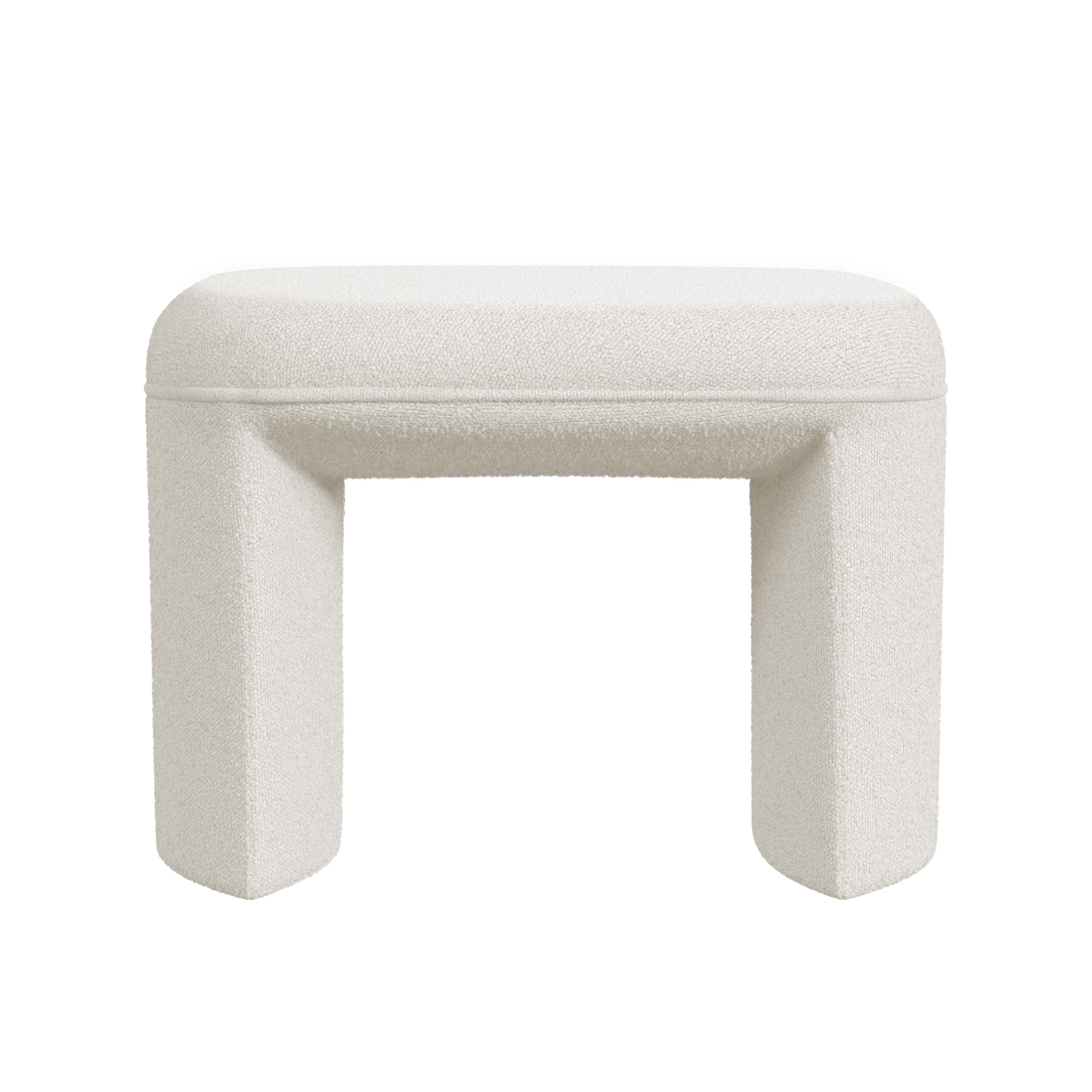 Max Cream White Boucle Ottoman Footstool with Saddle Seat