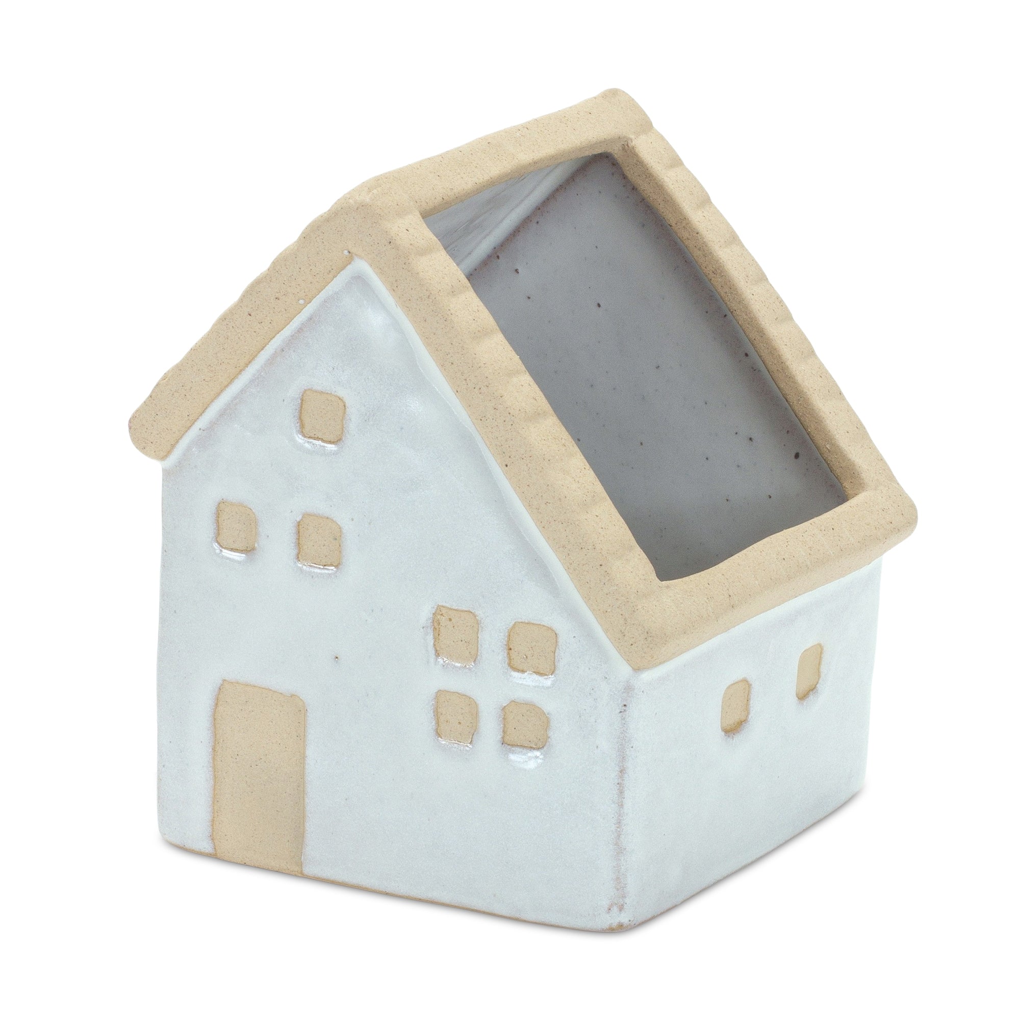 Neutral Porcelain House Planter (Set of 3)