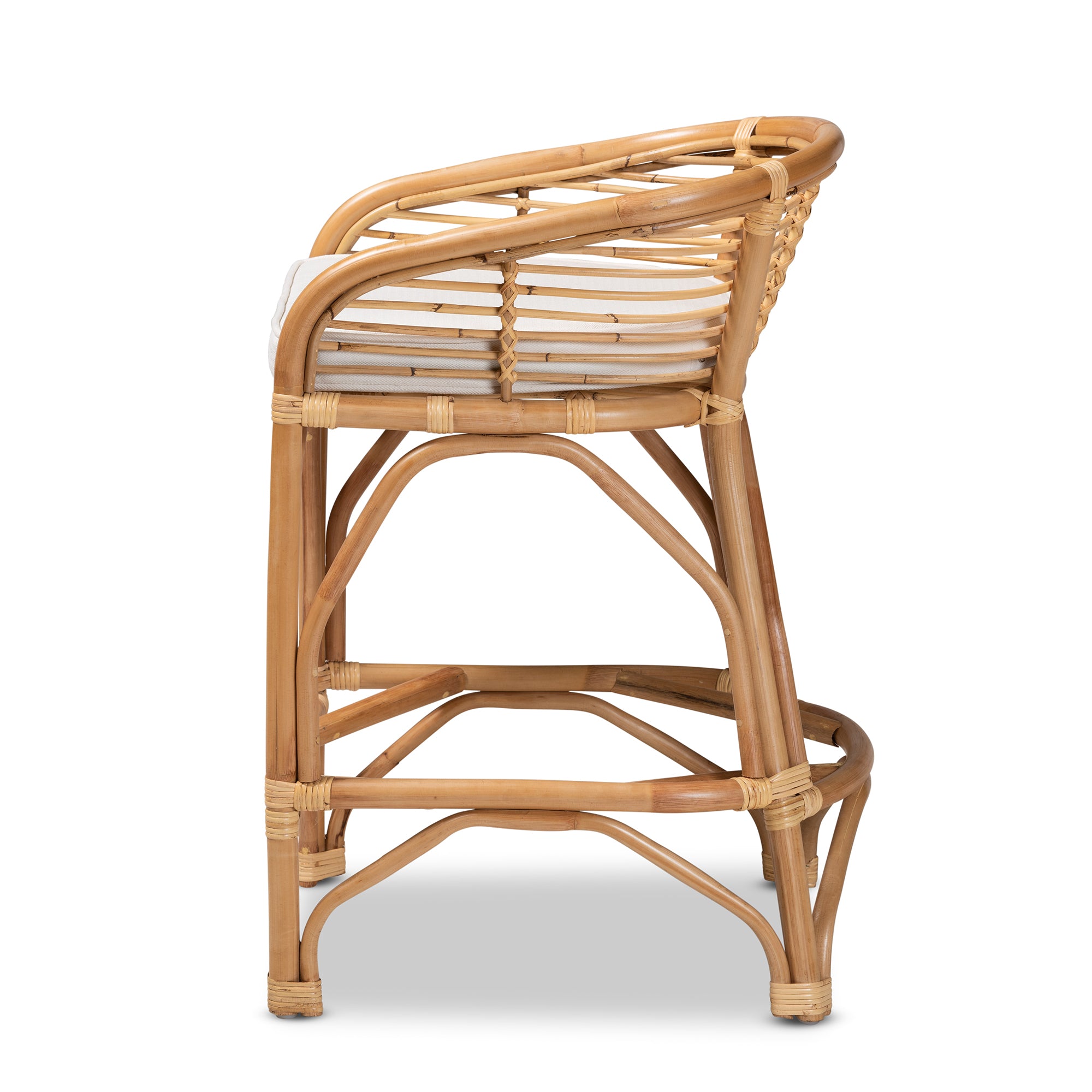 Sanjit Upholstered Rattan Counter Stool