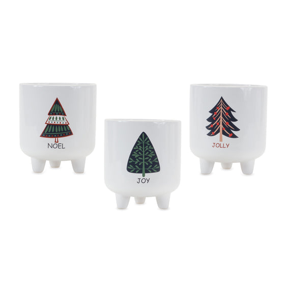 Footed Pine Tree Planter, Set of 3