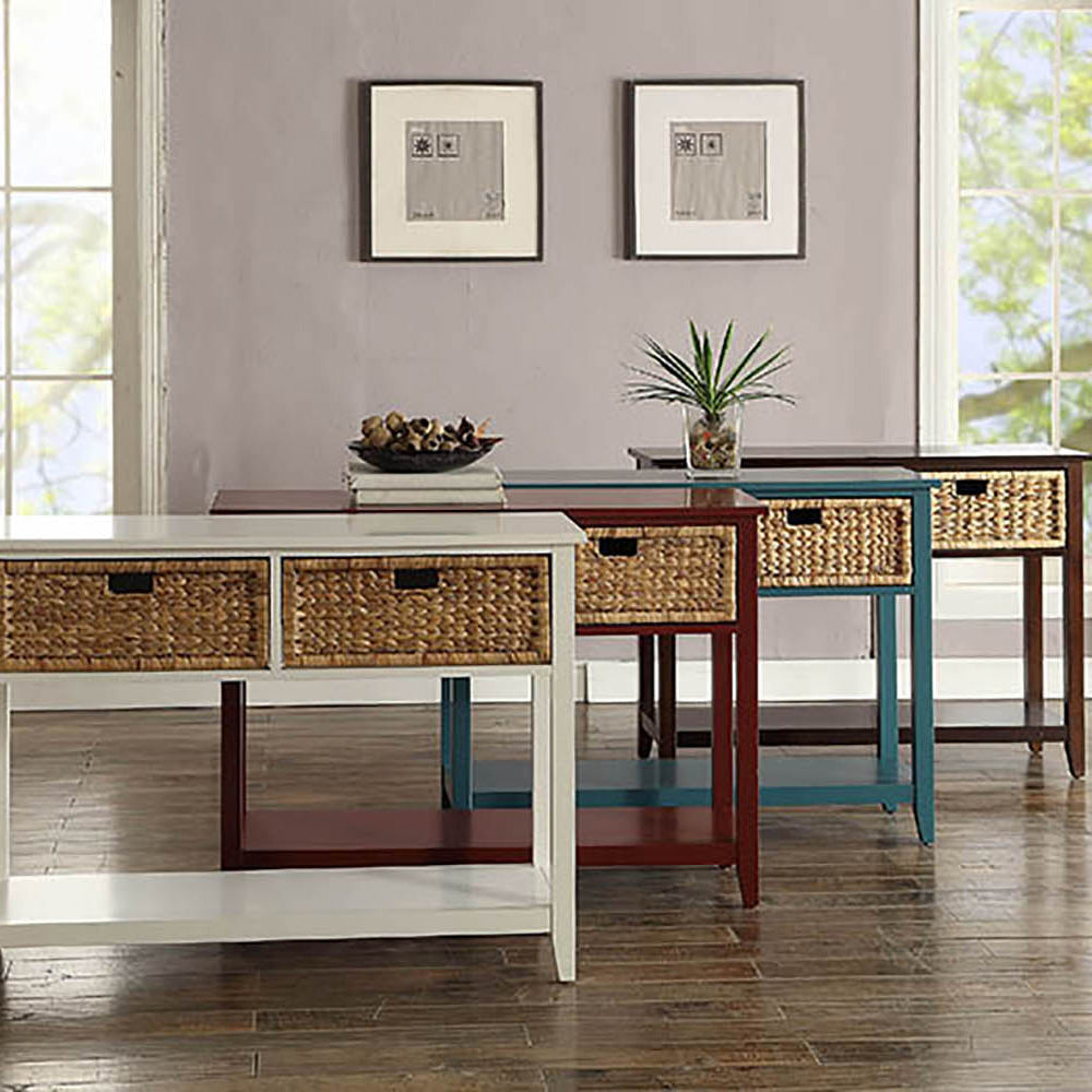 Teal Console Table with Bottom Shelf