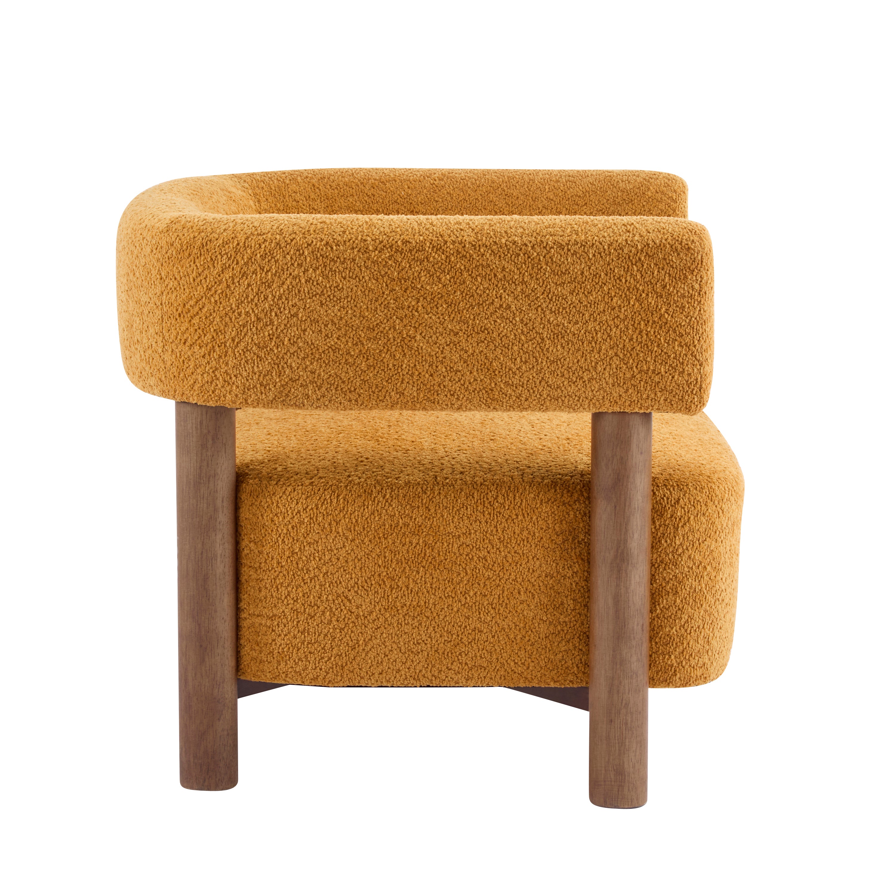 Boucle Upholstered Accent Arm Chair with Modern Wooden Frame