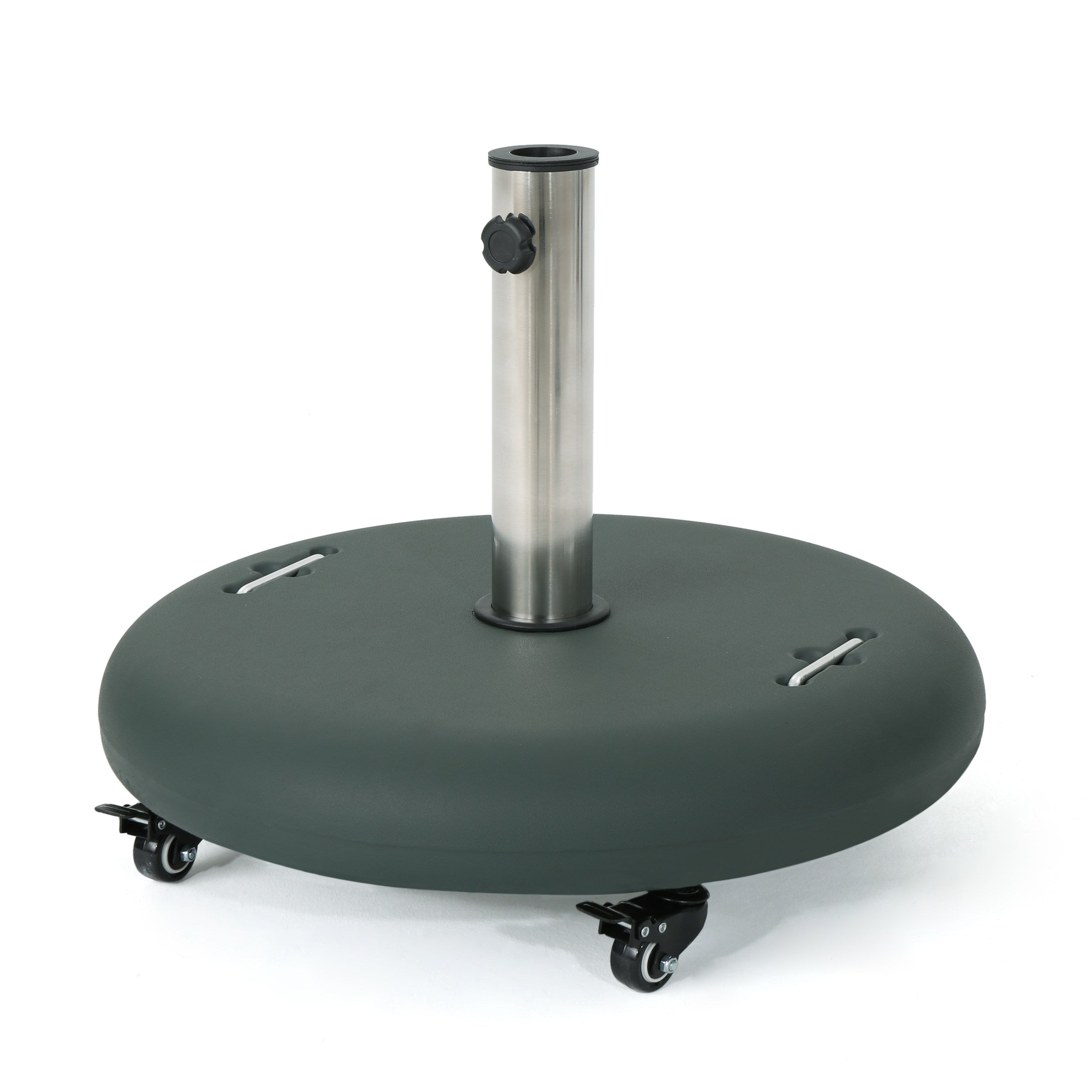 Prehnite Outdoor Round Umbrella Base with Casters and Stainless Steel Holder