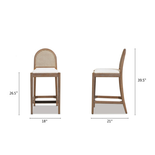 Arlin Upholstered Stool with Curved Back and Footrest, Set of 2