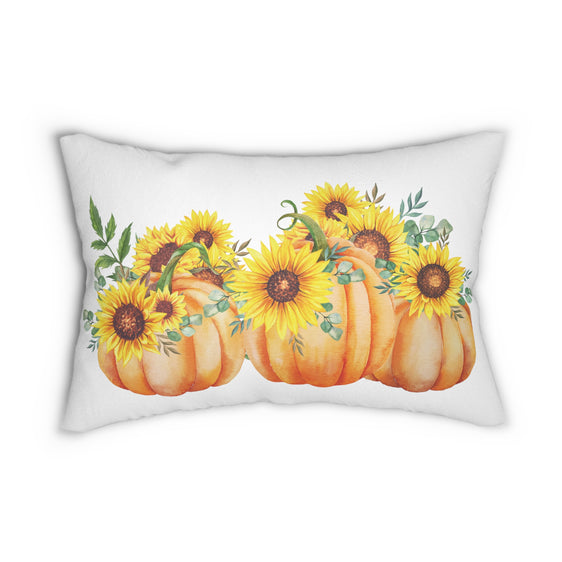 Sunflower Pumpkin Dream Lumbar Throw Pillow