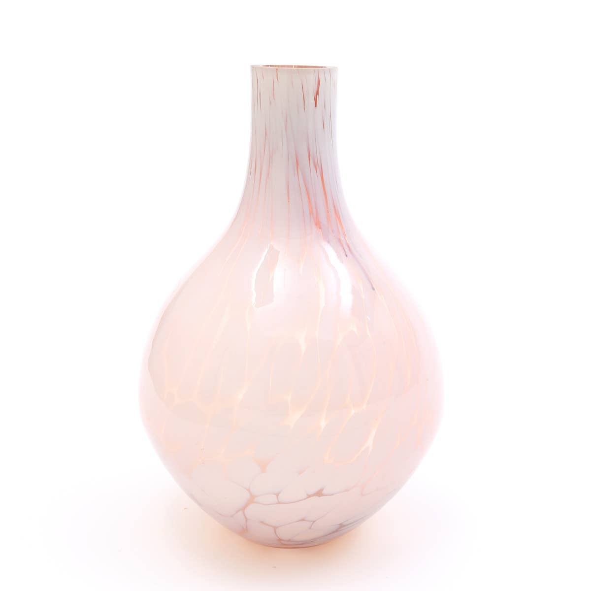 Decorative Pink Splutter Glass Rounded Vase