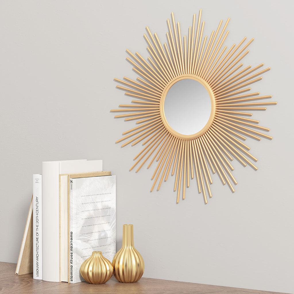 29.5" Sunburst Wall Decor Mirror with Metal Frame