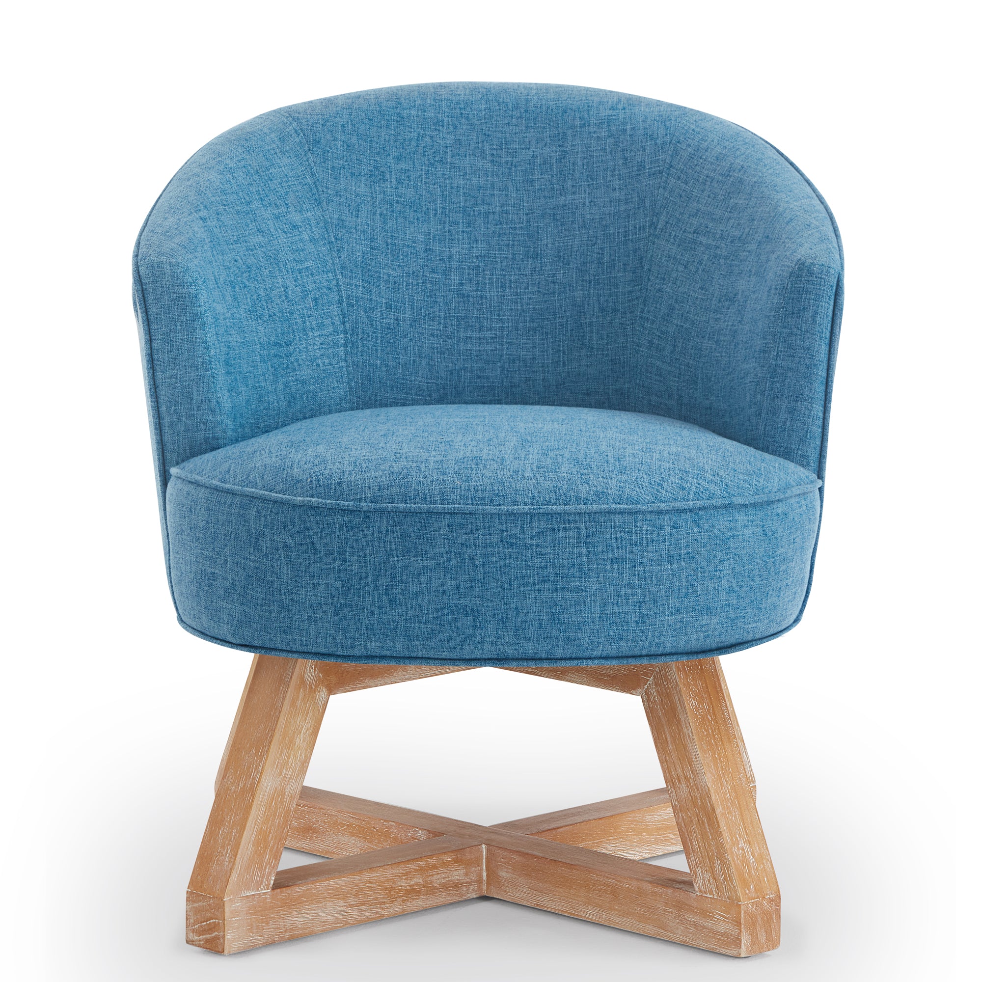 Linen 360° Swivel Chair with Cross-Shaped Wooden Base