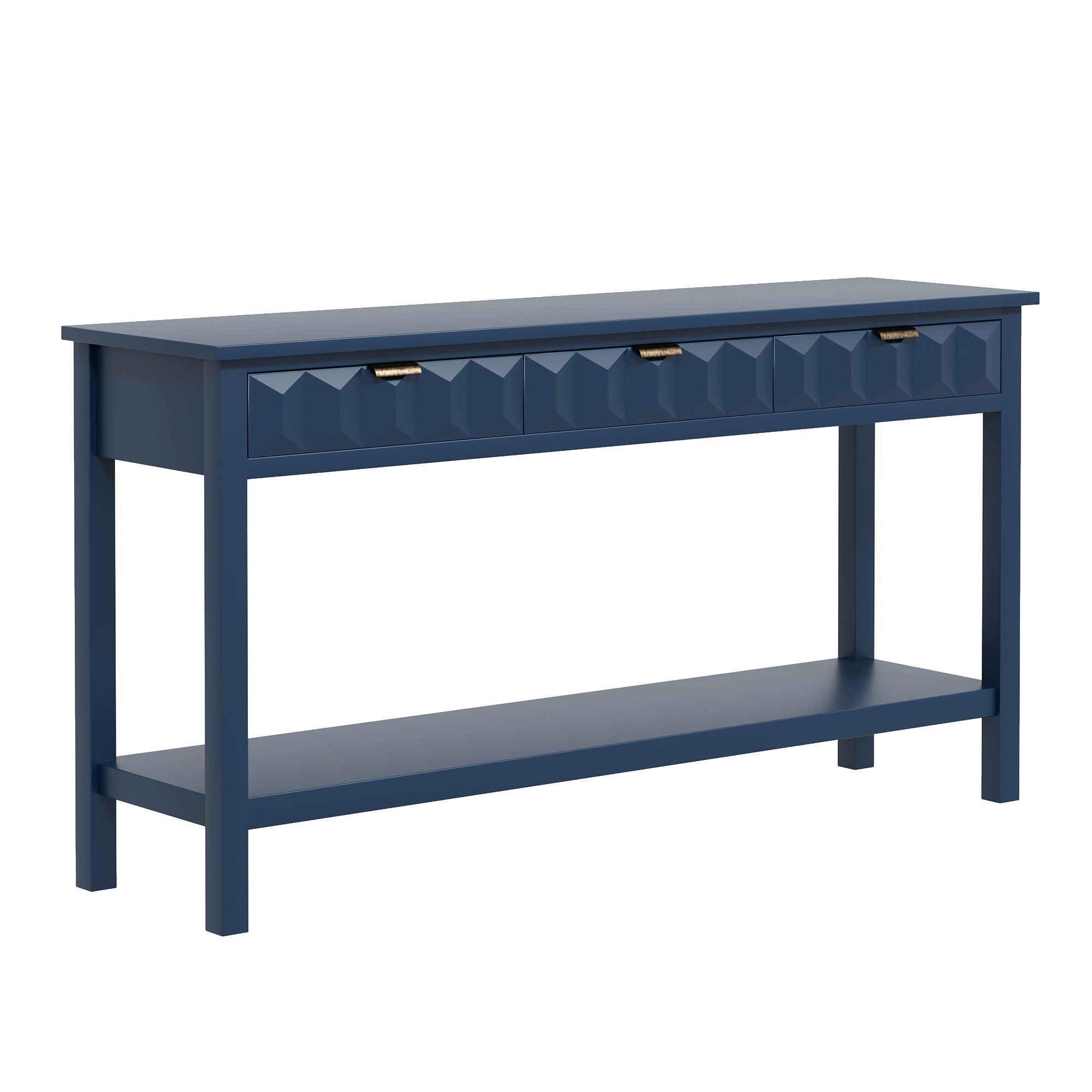 Honeycomb Pattern Console Table with 3 Drawers