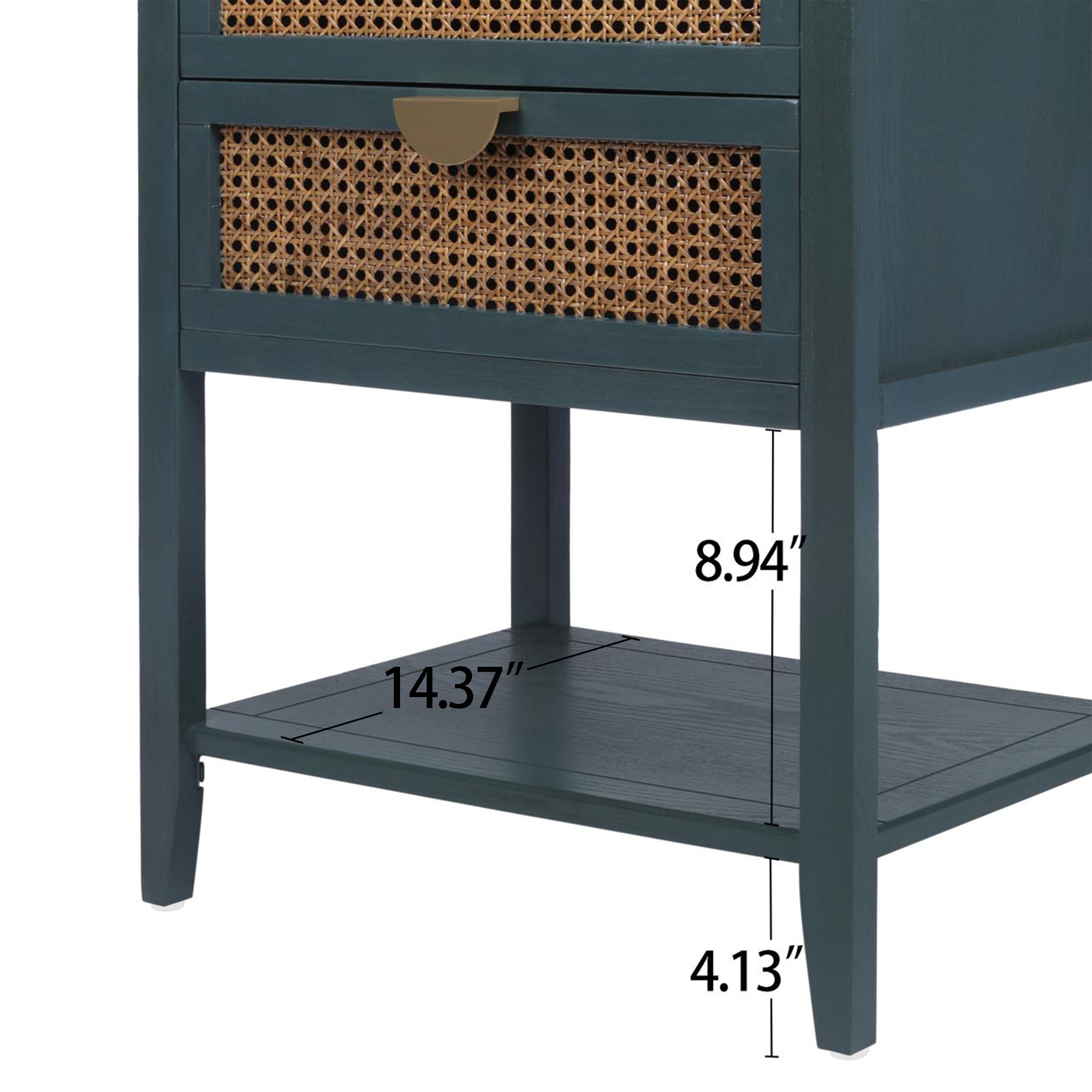 2-Drawer Side Table with Natural Rattan Drawers