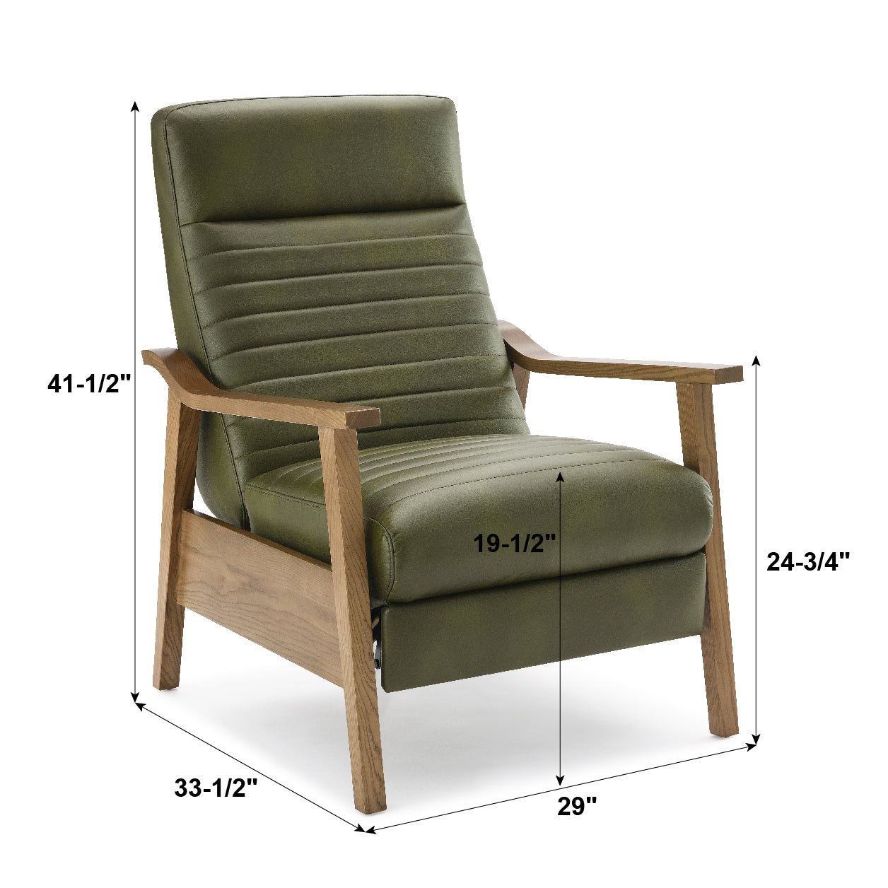 Asher Faux Leather Push Back Recliner with Wooden Arms