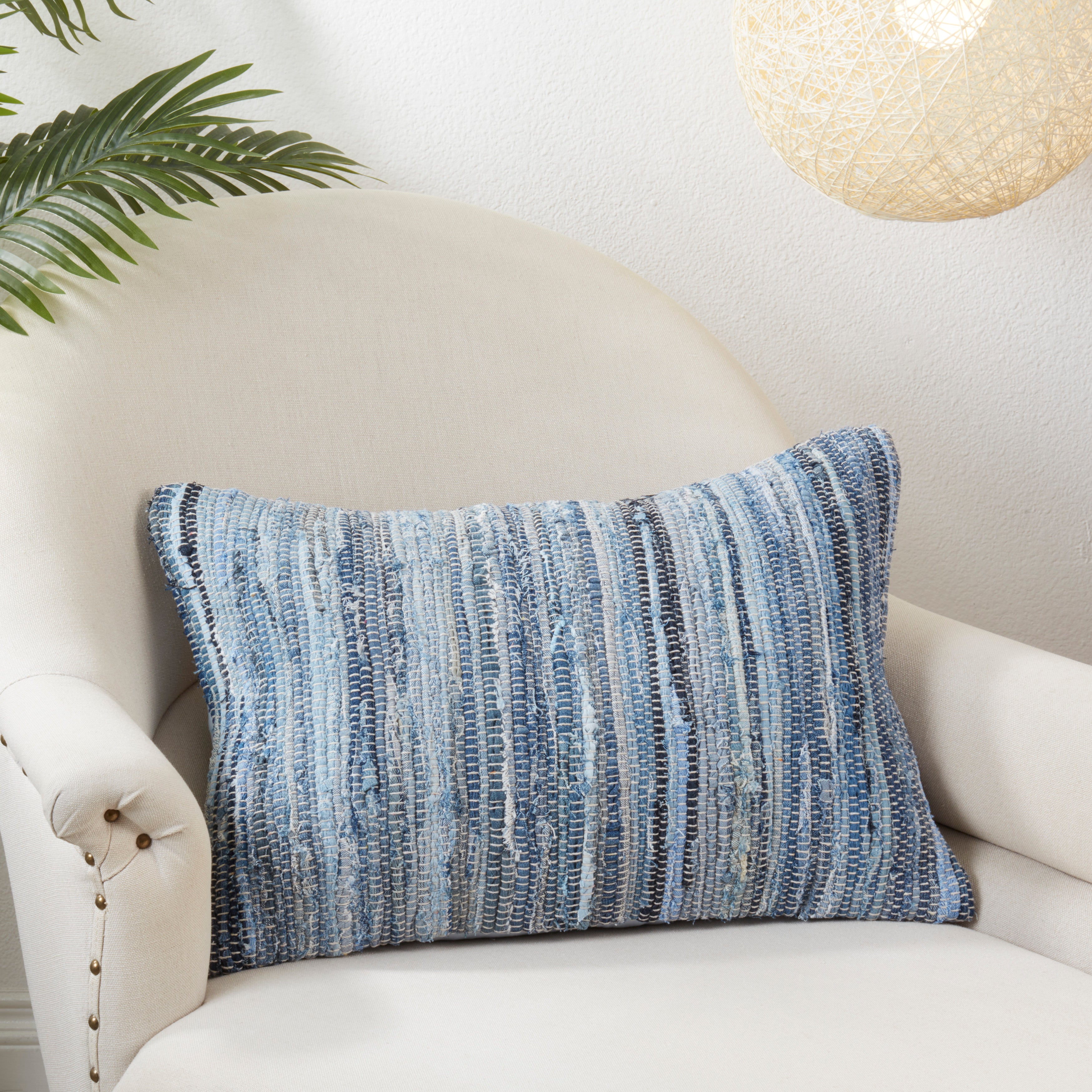 Poly Filled Denim Chindi Throw Pillow