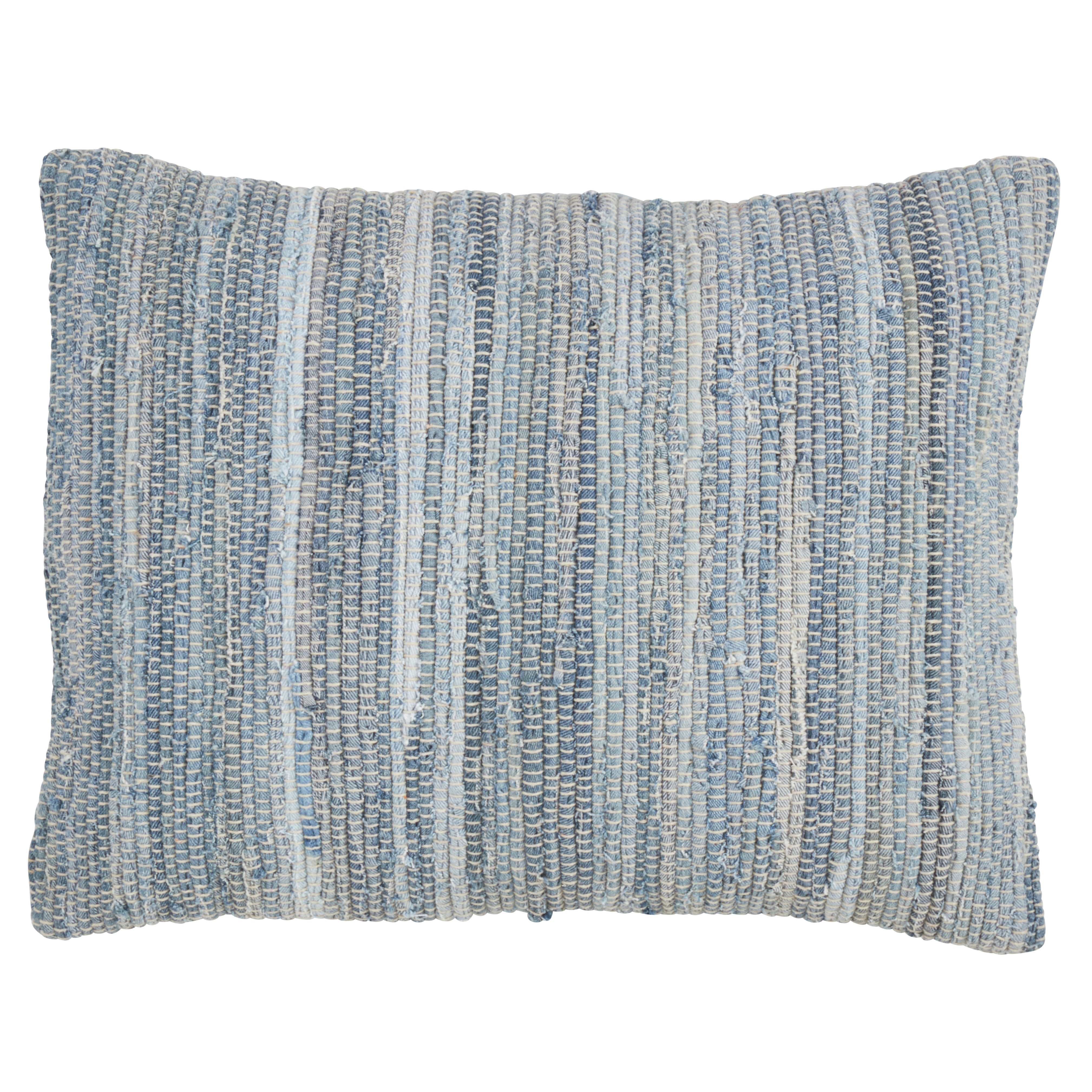Poly Filled Denim Chindi Throw Pillow
