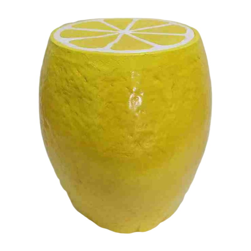 14" Yellow Lemon Resin Garden Stool