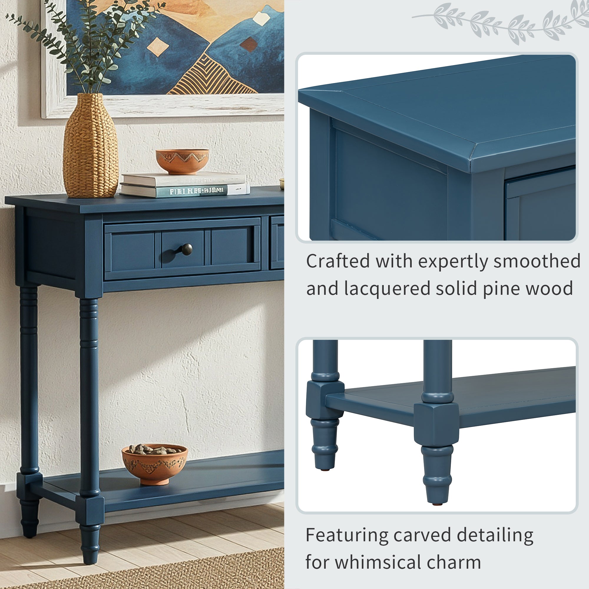 Daisy Traditional Console Table Design with Two Drawers