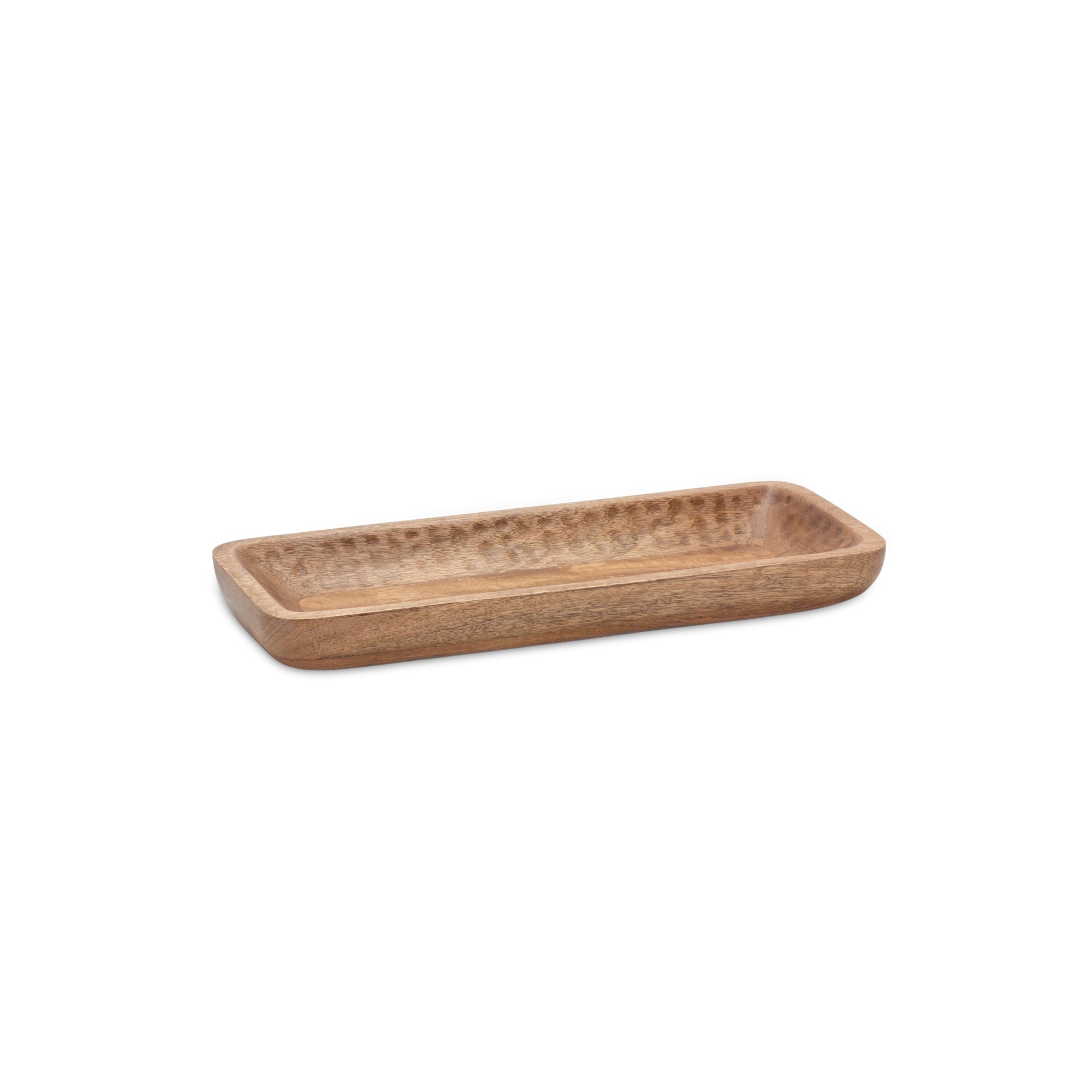 Natural Mango Wood Dough Bowl Tray, Set of 2 Decorative Trays