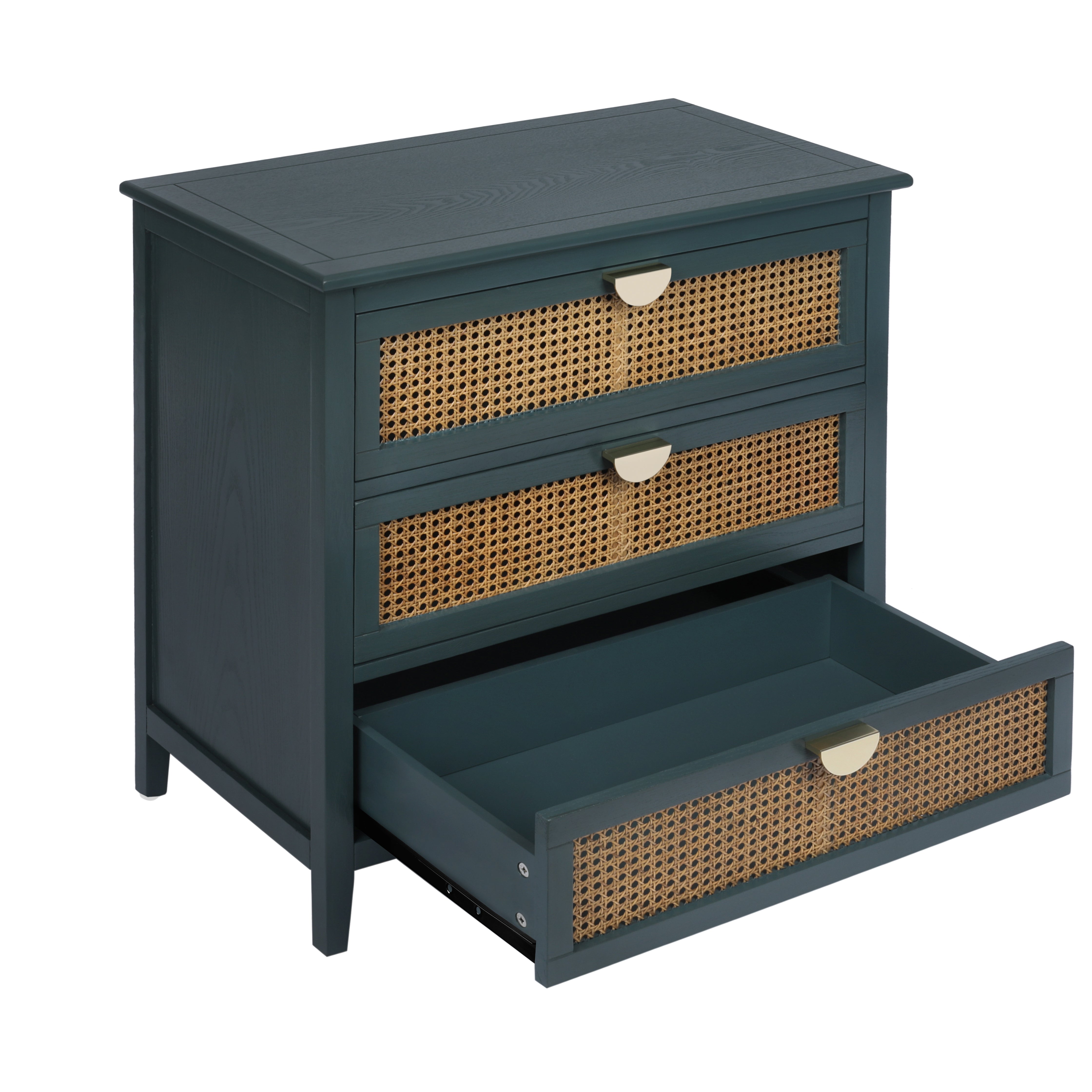 3 Drawer Cabinet with Natural Rattan Drawers