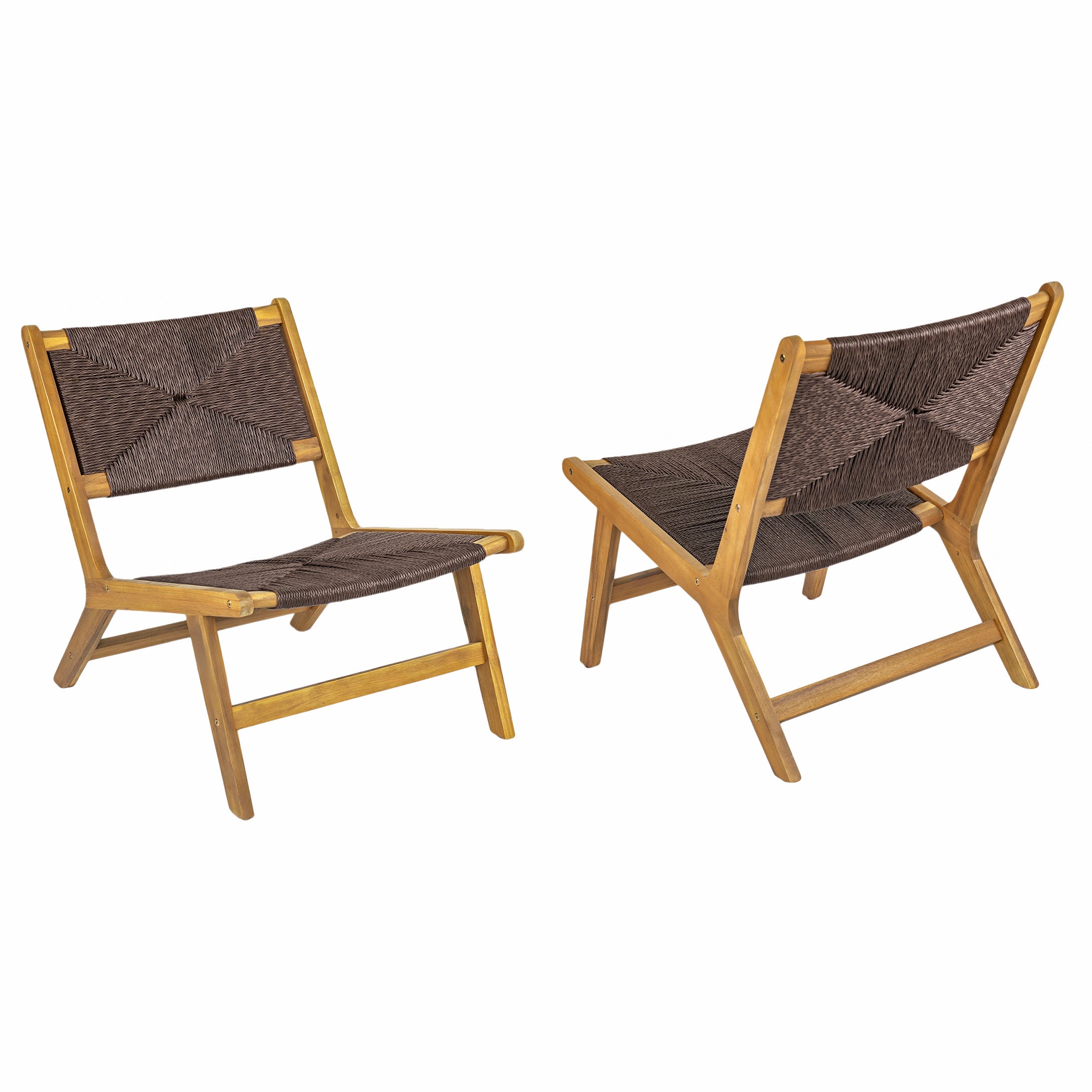 Catalina Acacia Wood Outdoor Armless Lounge Chair