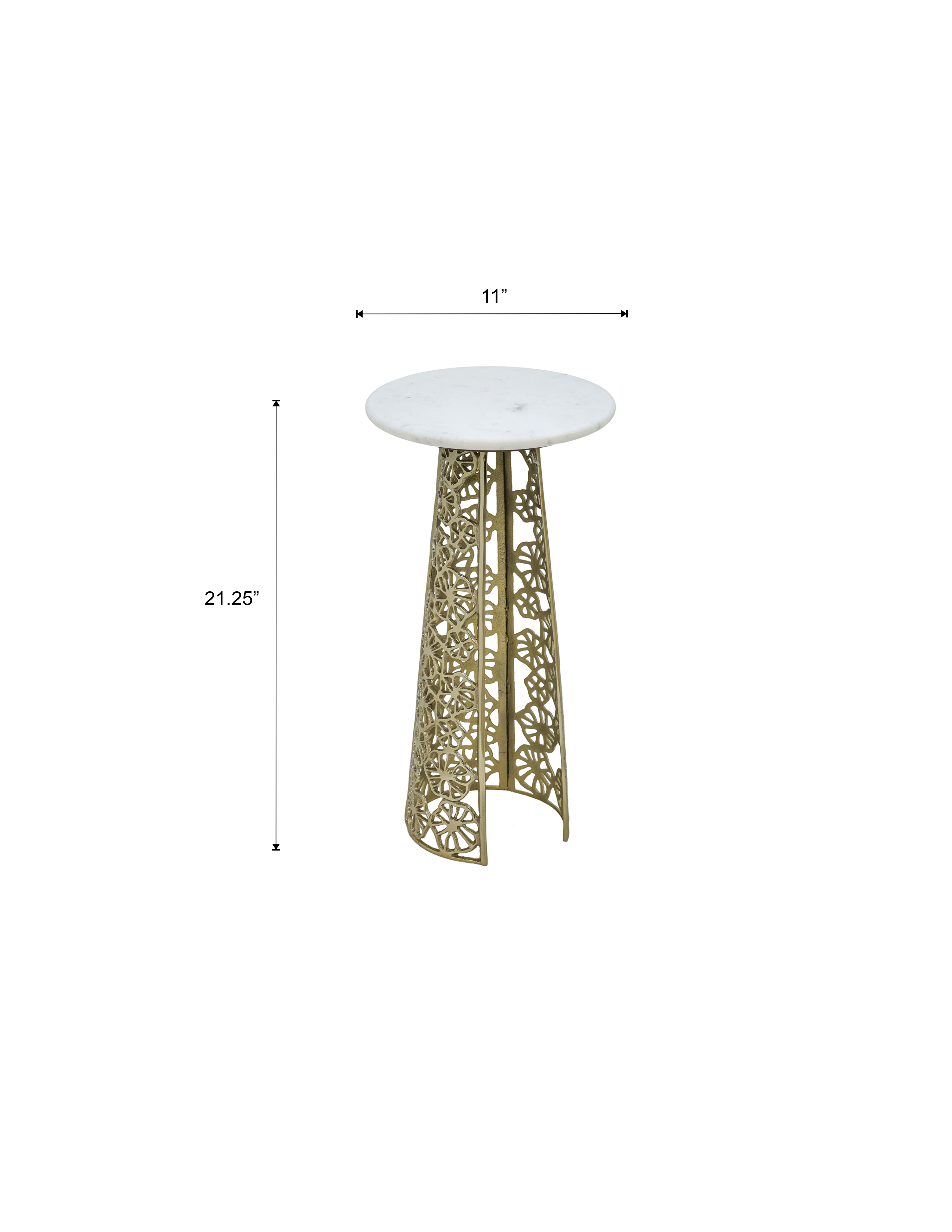 Side Table with White Marble Top and Gold-Finished Base