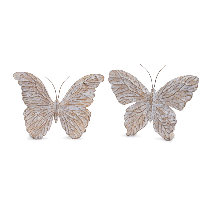 Carved Butterfly Shelf Sitter, Set of 4