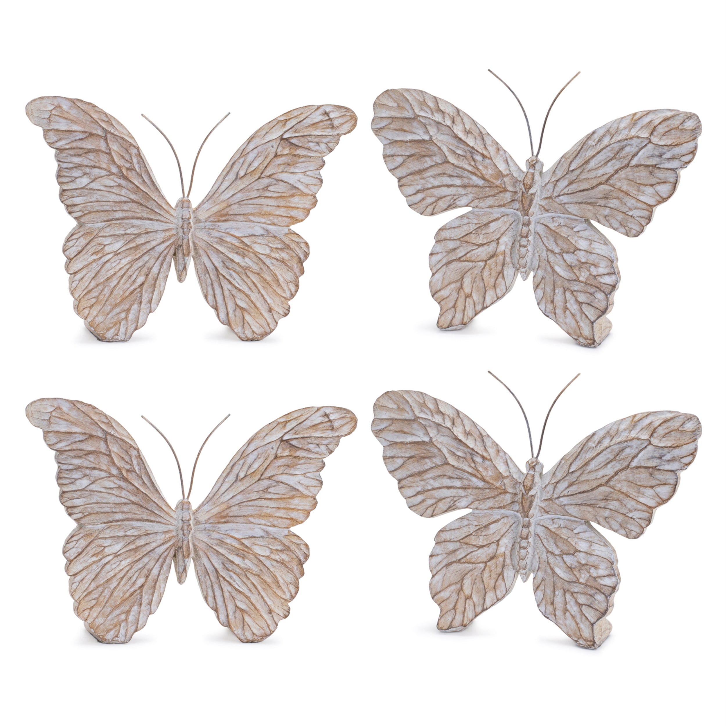 Carved Butterfly Shelf Sitter, Set of 4