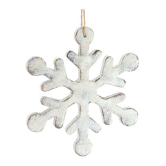 White Washed Wooden Snowflake Ornament (Set of 12)