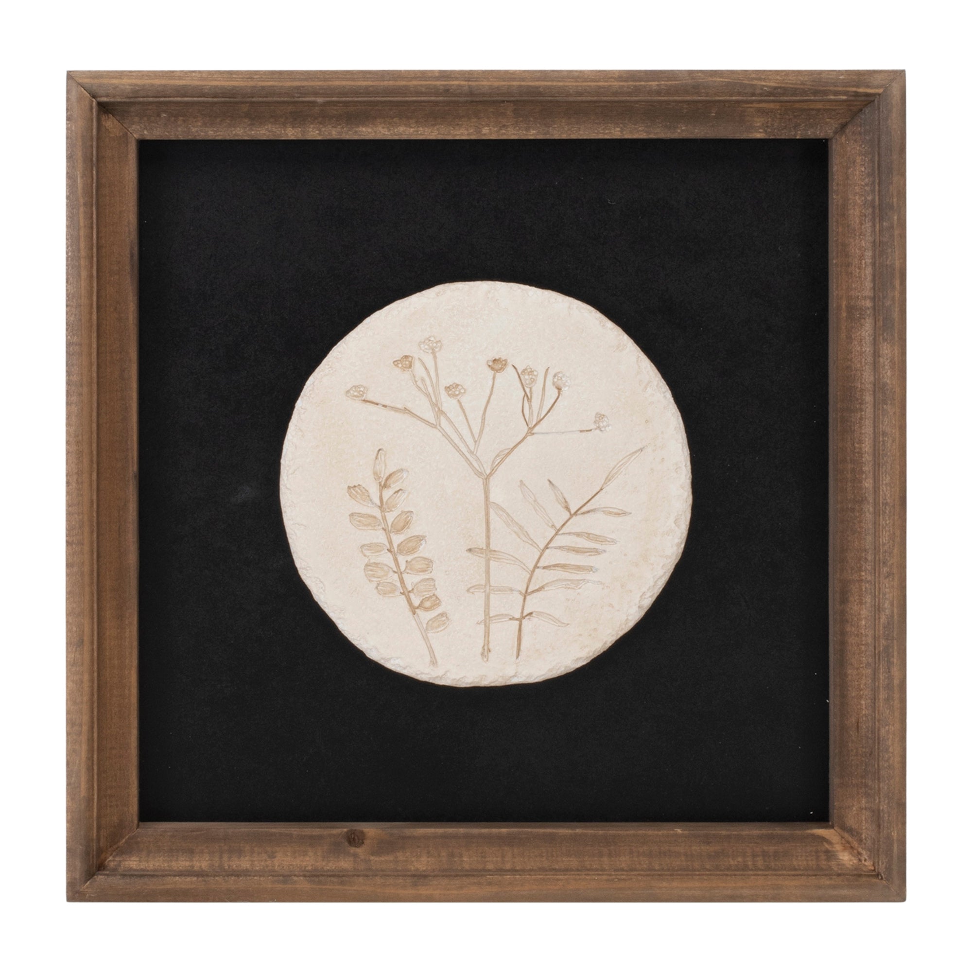 Wood Framed Floral Plaque, Set of 2