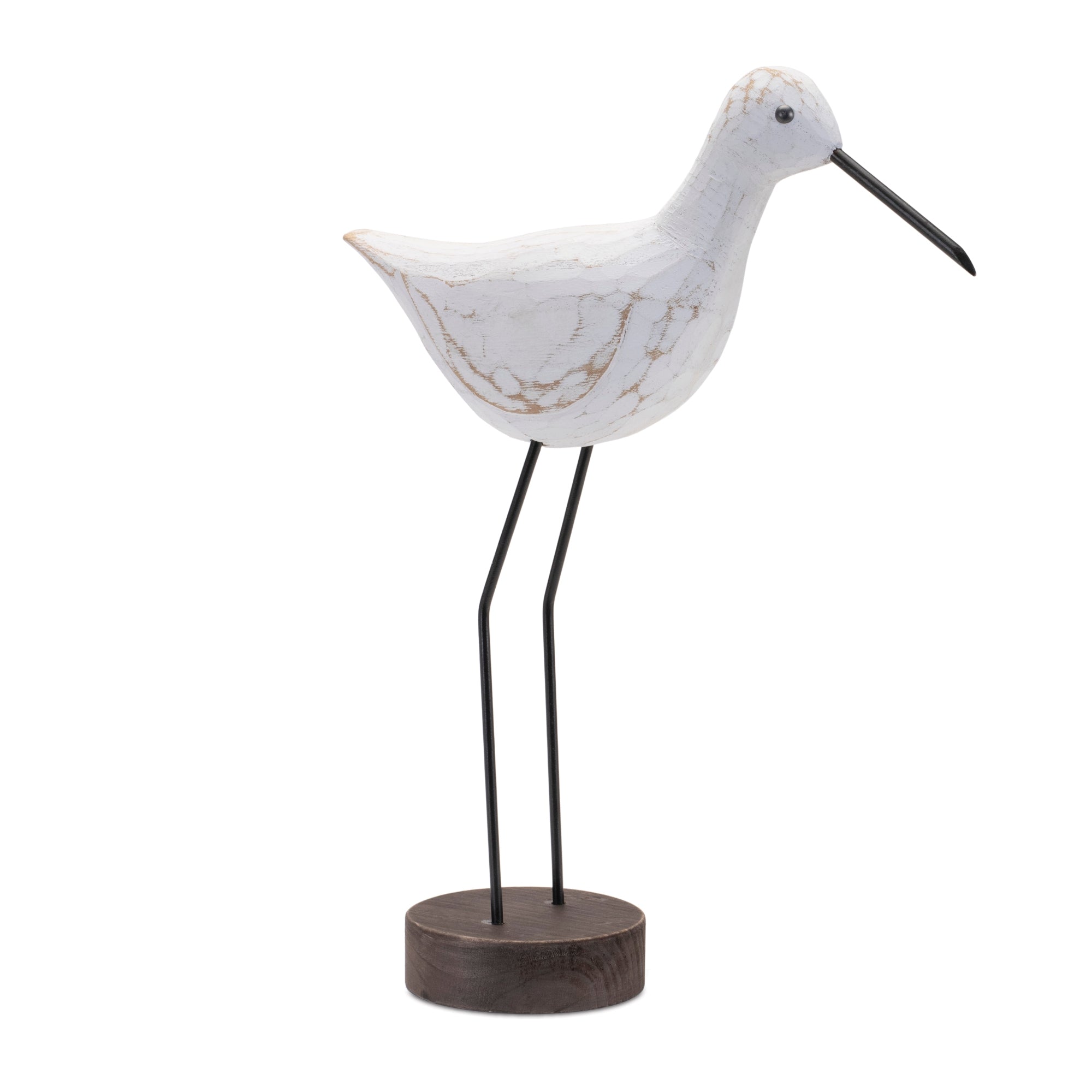 Carved Wood Sea Bird with Metal Stand, Set of 2