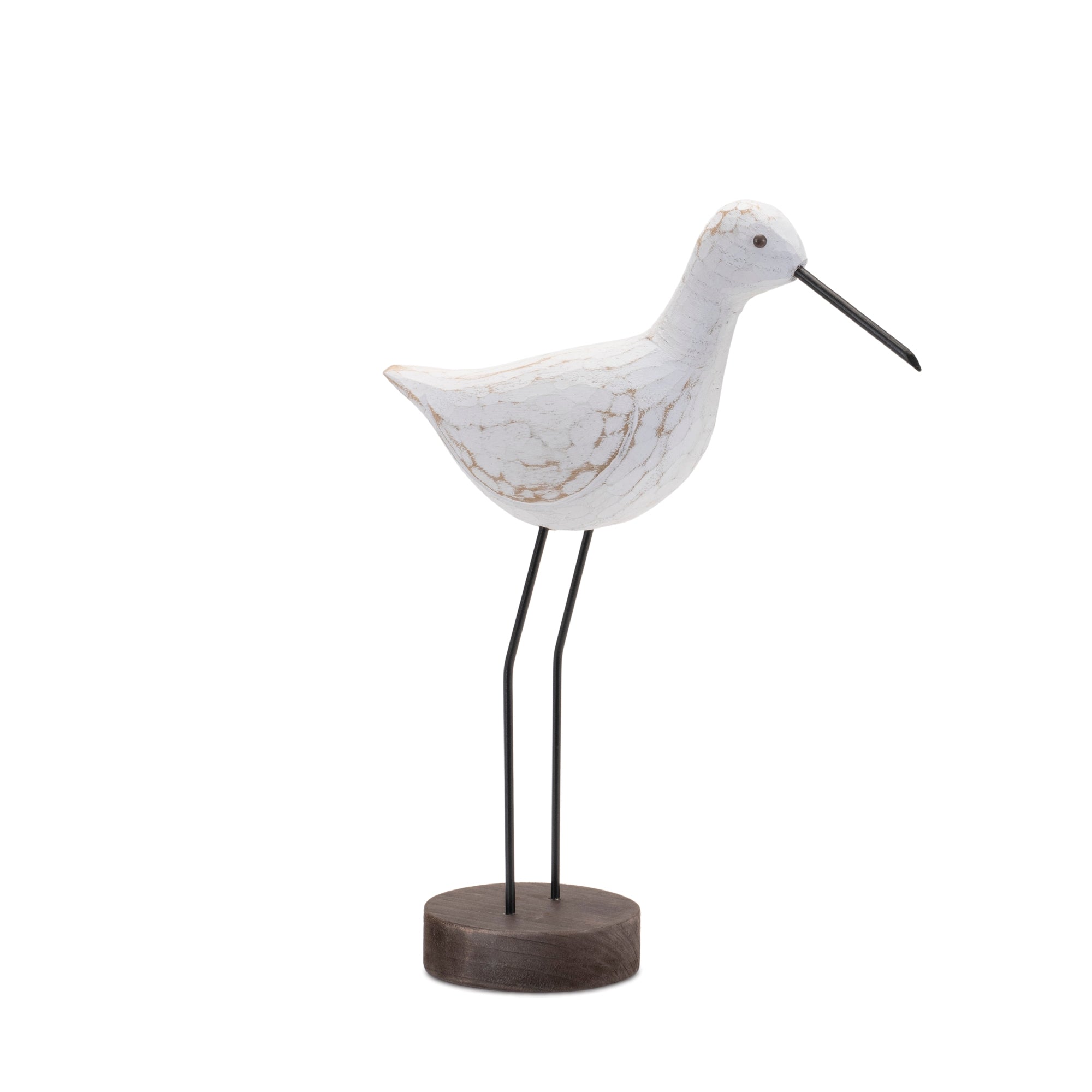 Carved Wood Sea Bird with Metal Stand, Set of 2