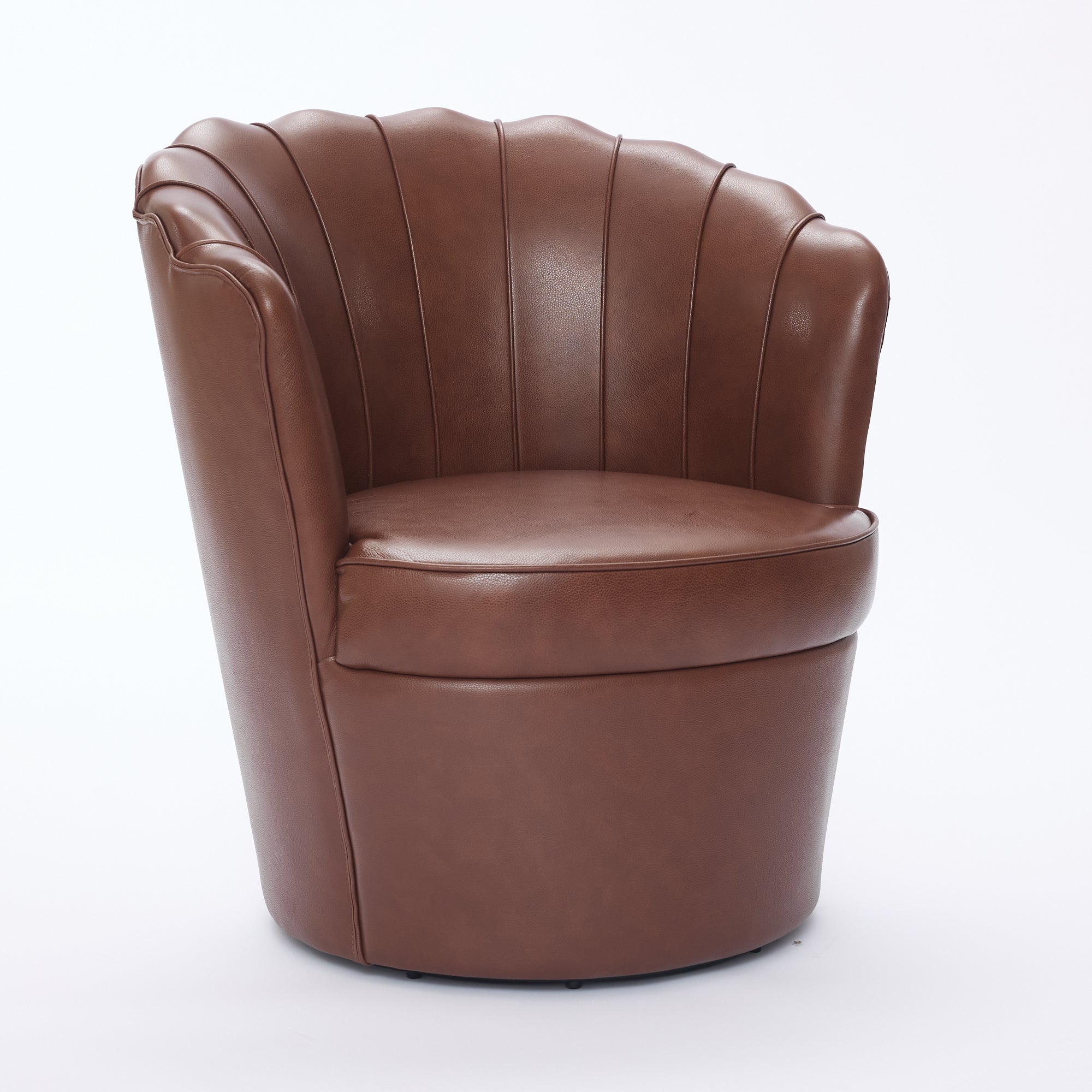 Genuine Top-Grain Leather Swivel Wing-Back Accent Chair