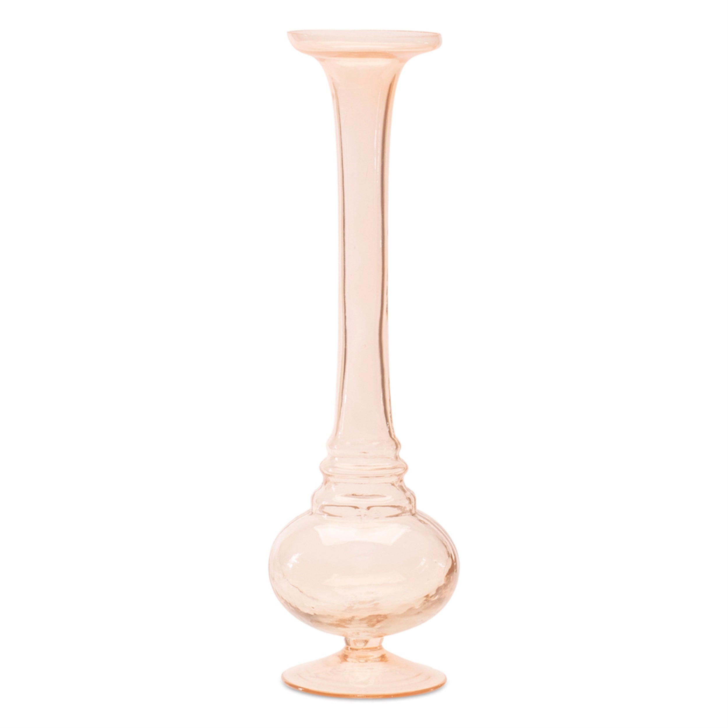 Pink Glass Stem Vase, Set of 2