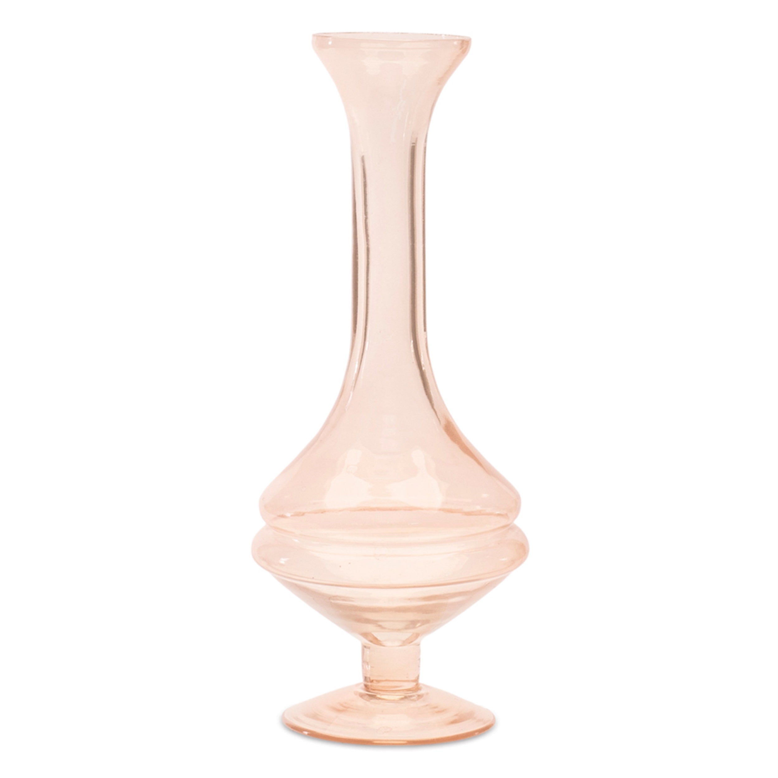 Pink Glass Stem Vase, Set of 2