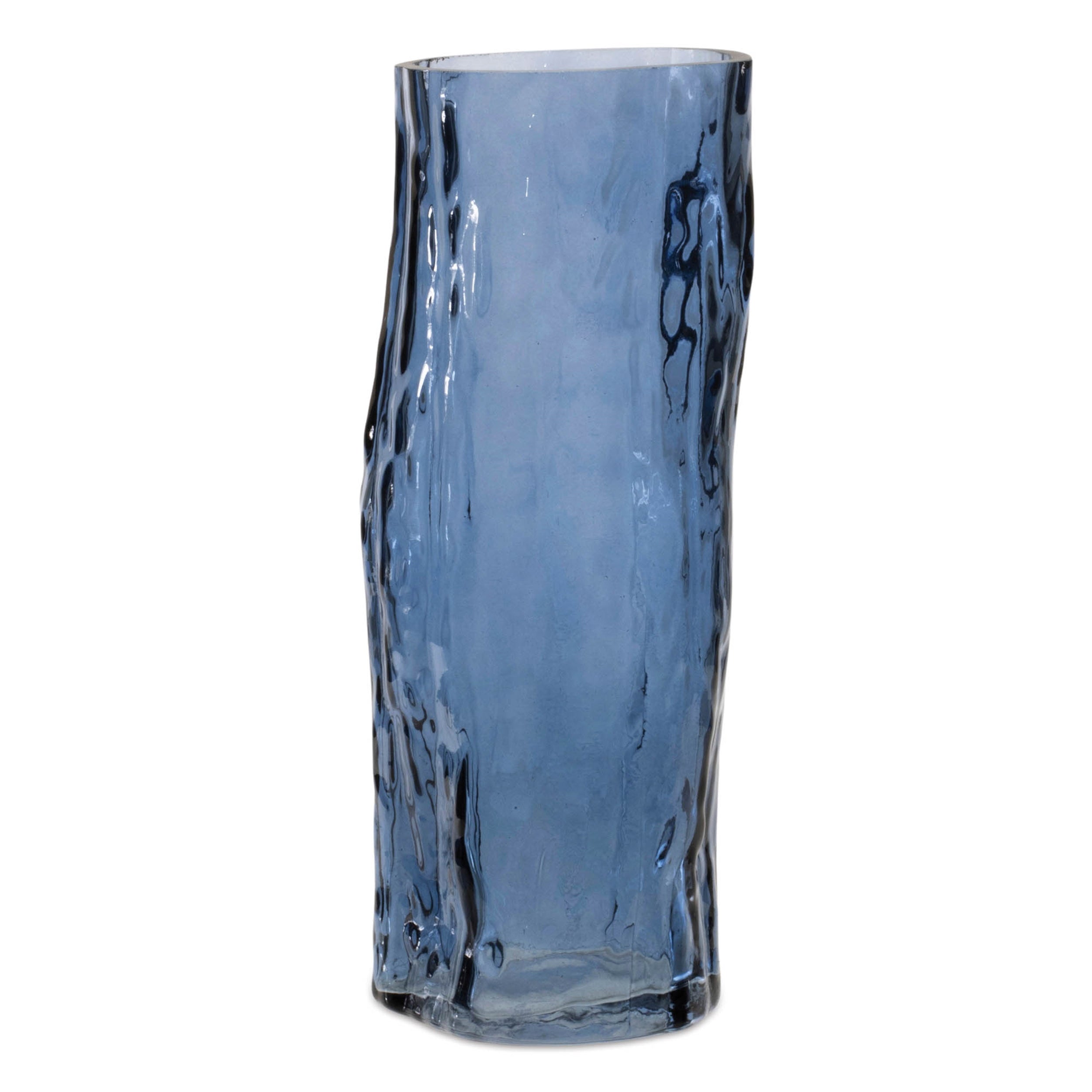Blue Wavy Glass Vase, Set of 2