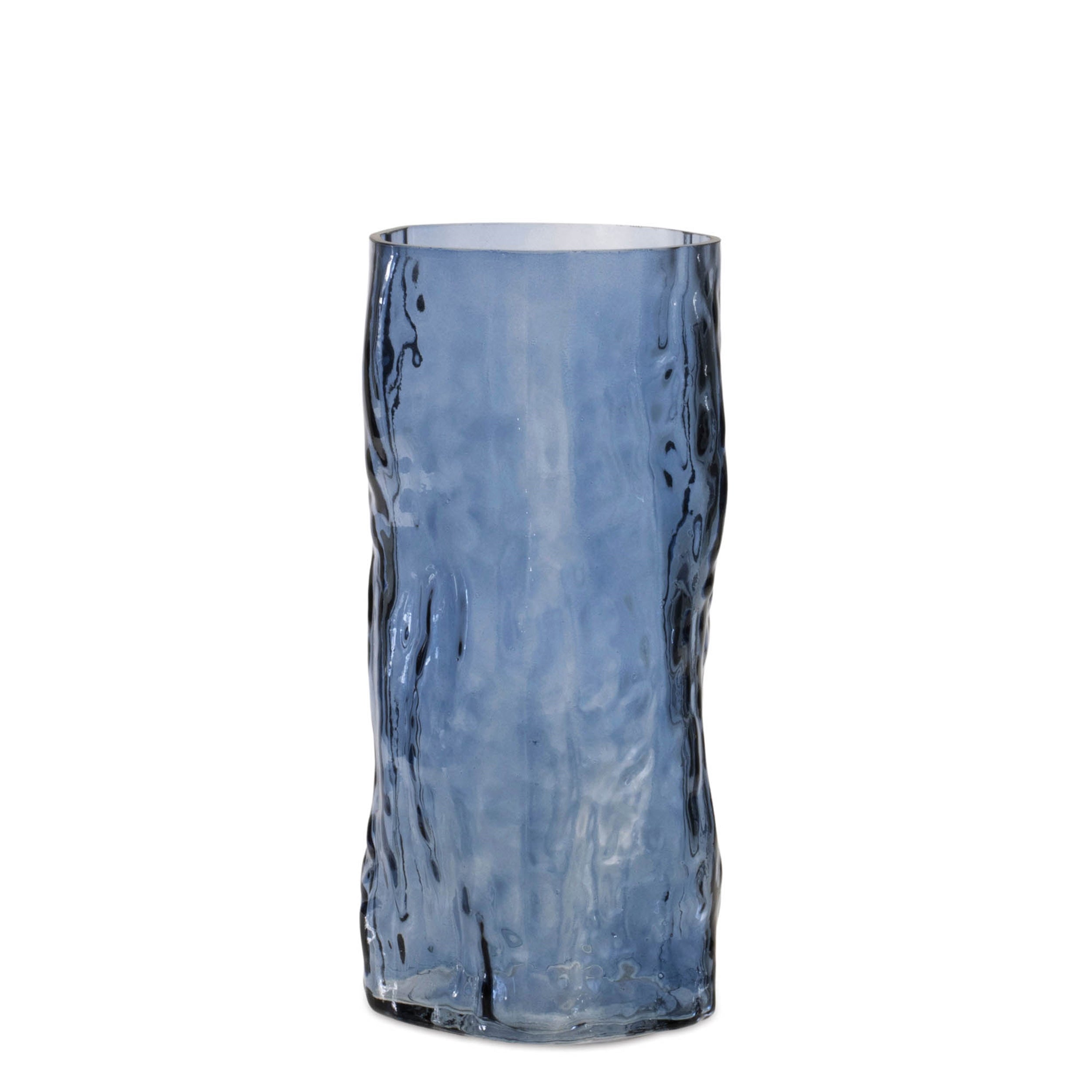 Blue Wavy Glass Vase, Set of 2