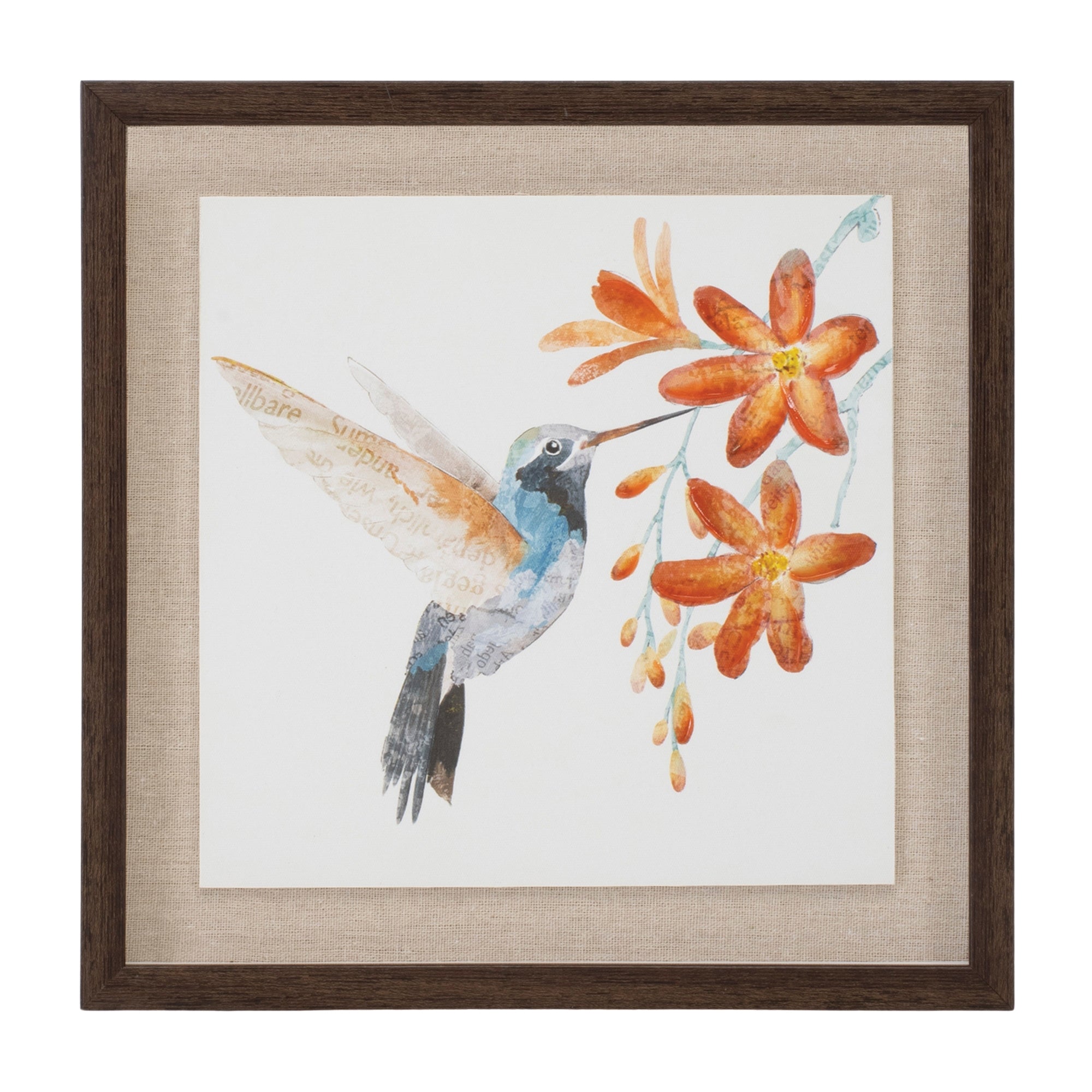 Framed Hummingbird Floral Print, Set of 2