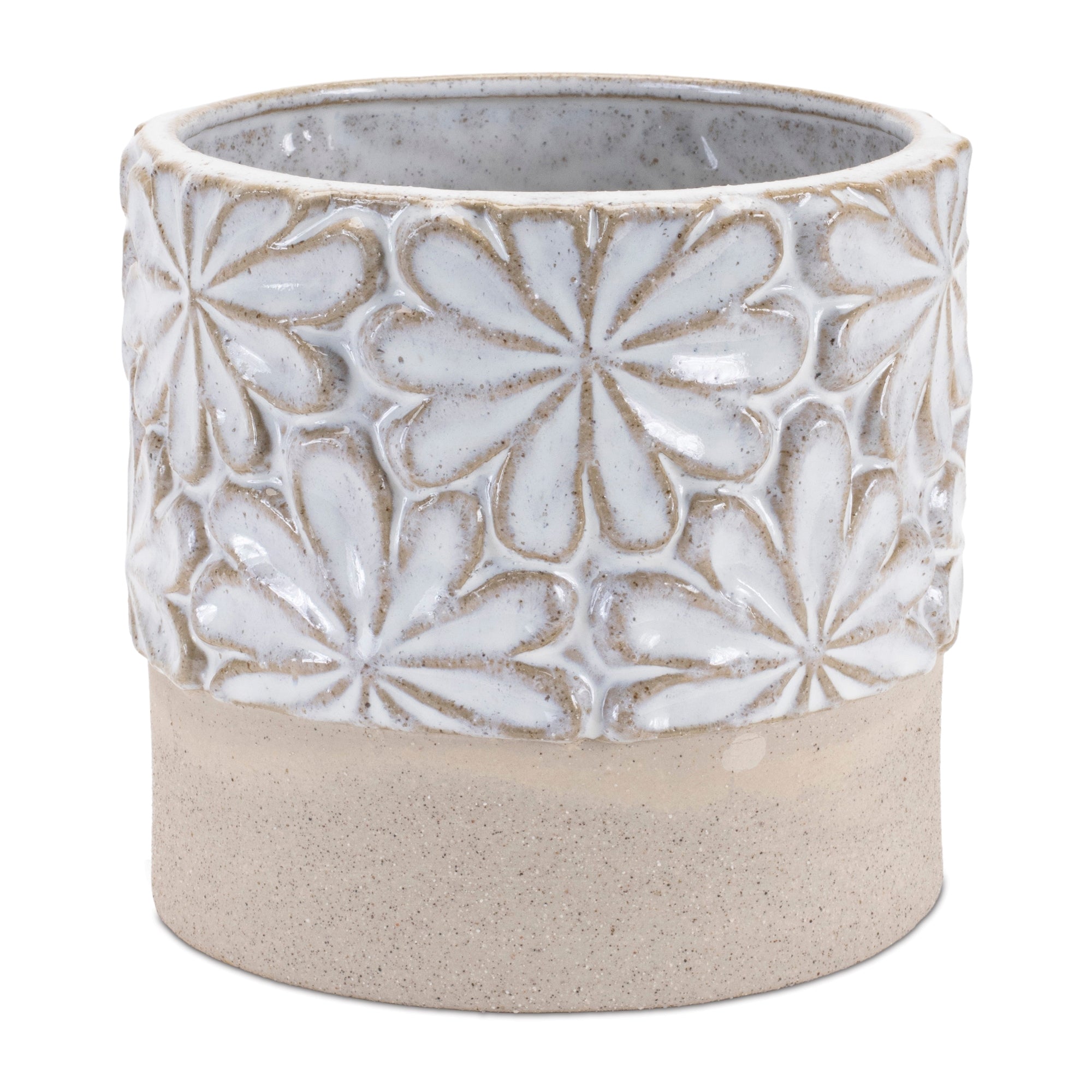 Ceramic Floral Planter, Set of 2