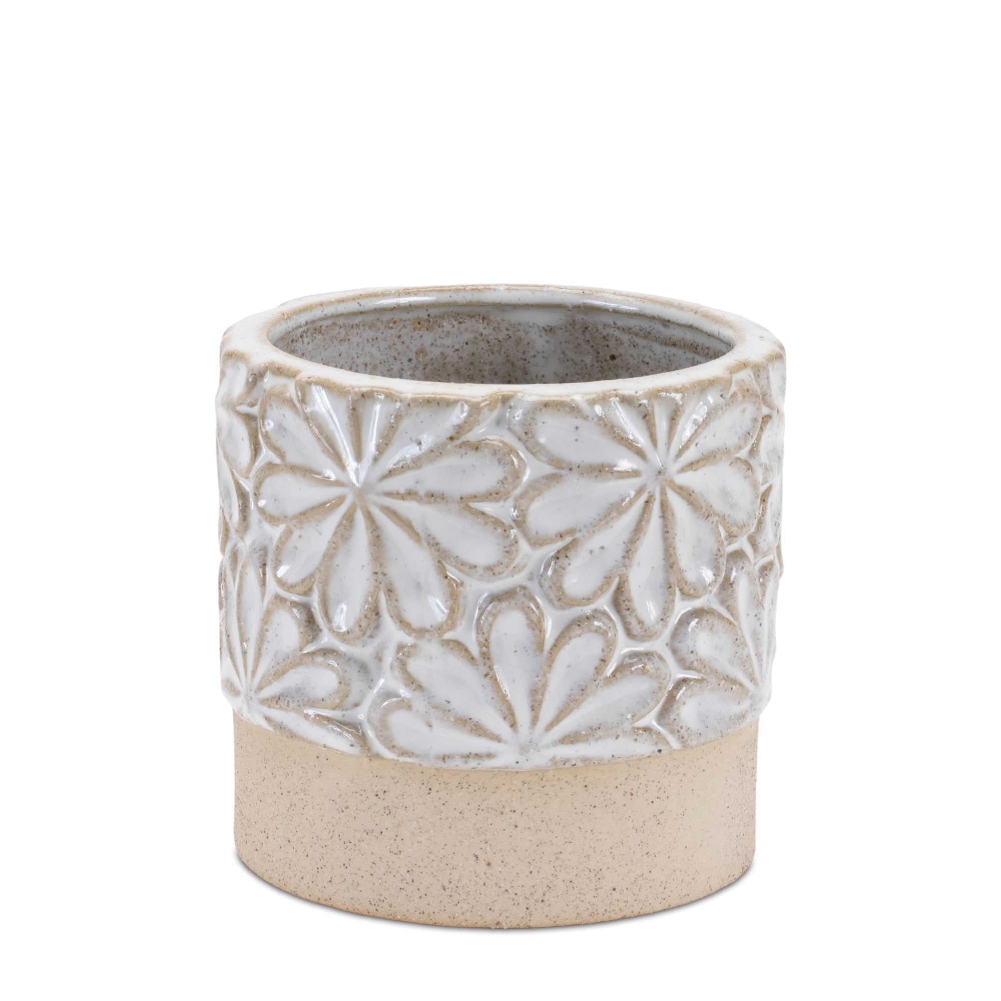 Ceramic Floral Planter, Set of 2