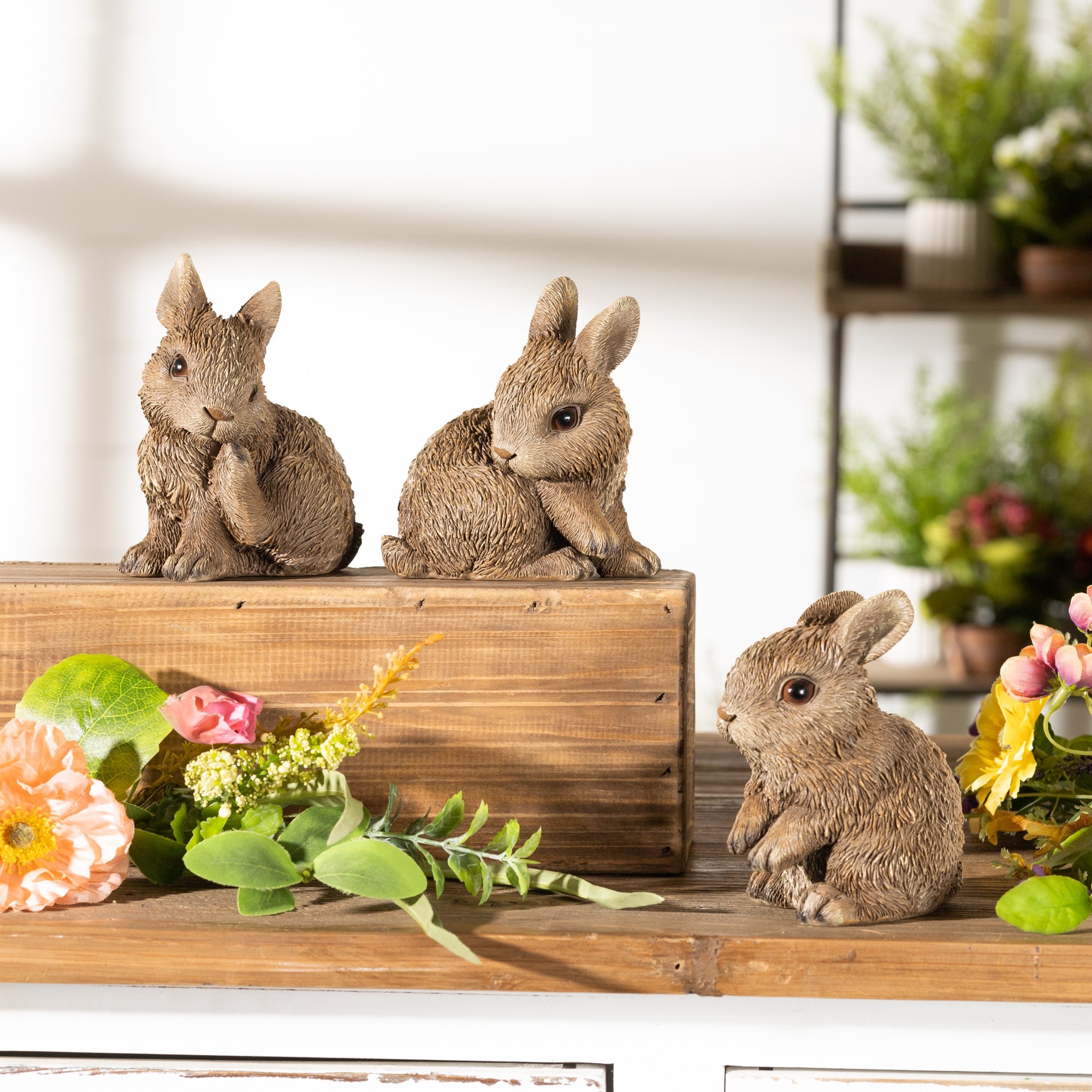 Mini Garden Bunny Rabbit Figurine, Set of 3