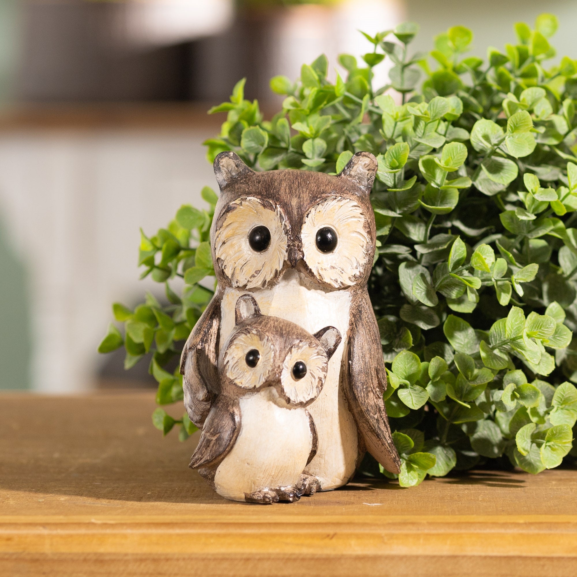 Woodland Owl with Baby Figurine, Set of 4