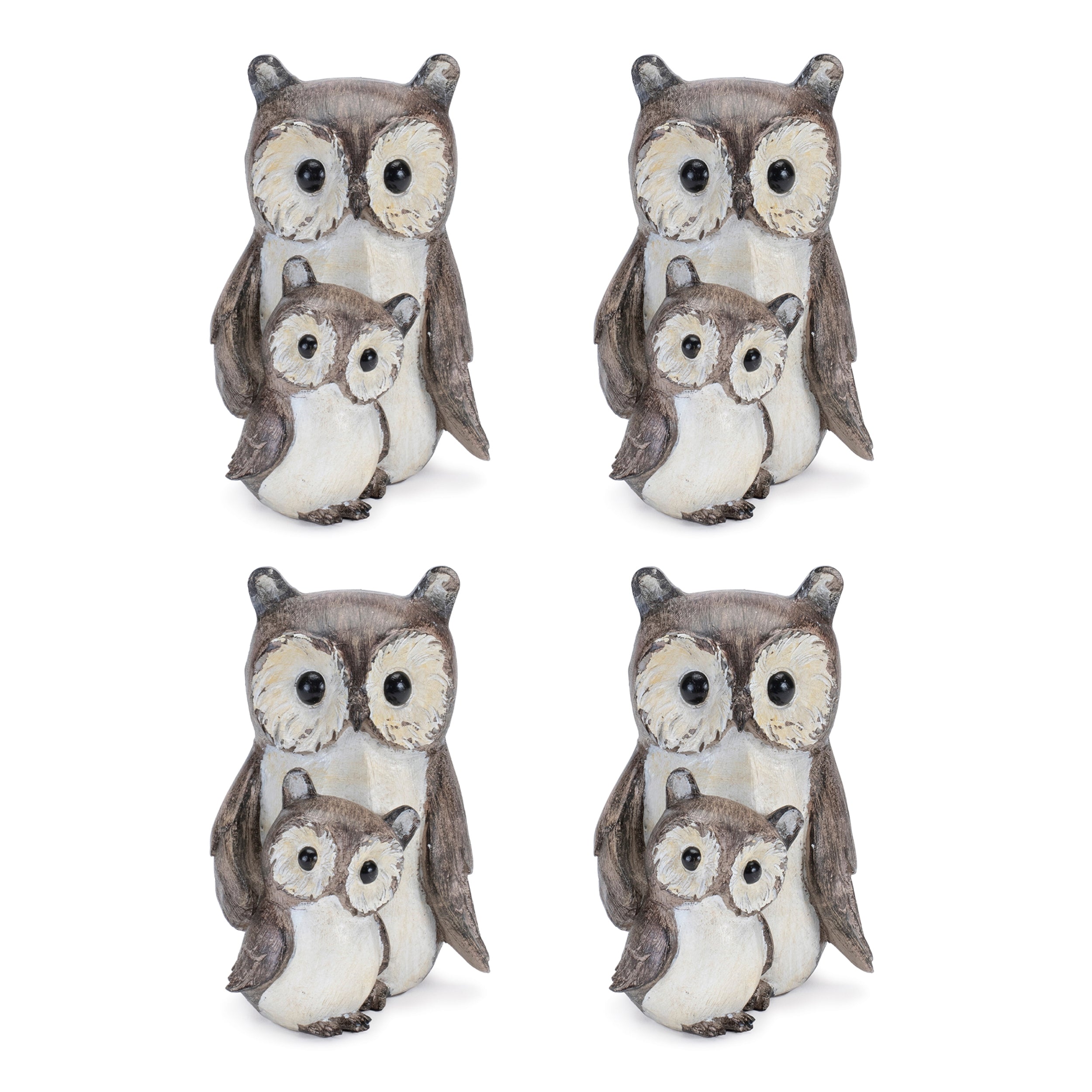 Woodland Owl with Baby Figurine, Set of 4