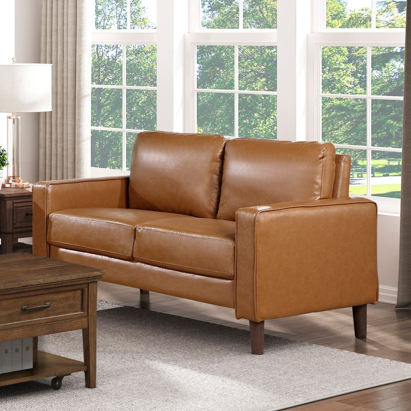 Keegan Modern Faux Leather Loveseat