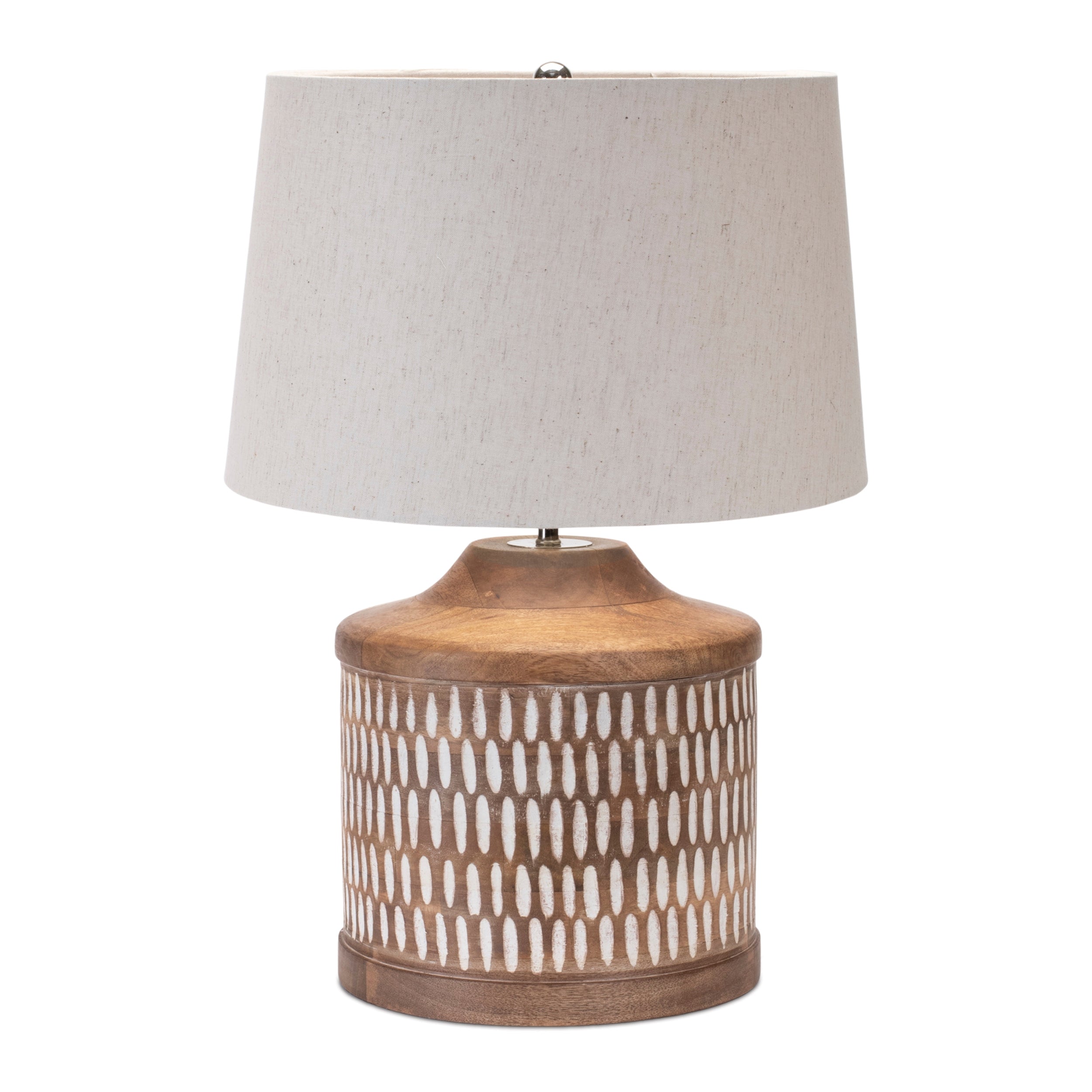 Notched Wood Table Lamp