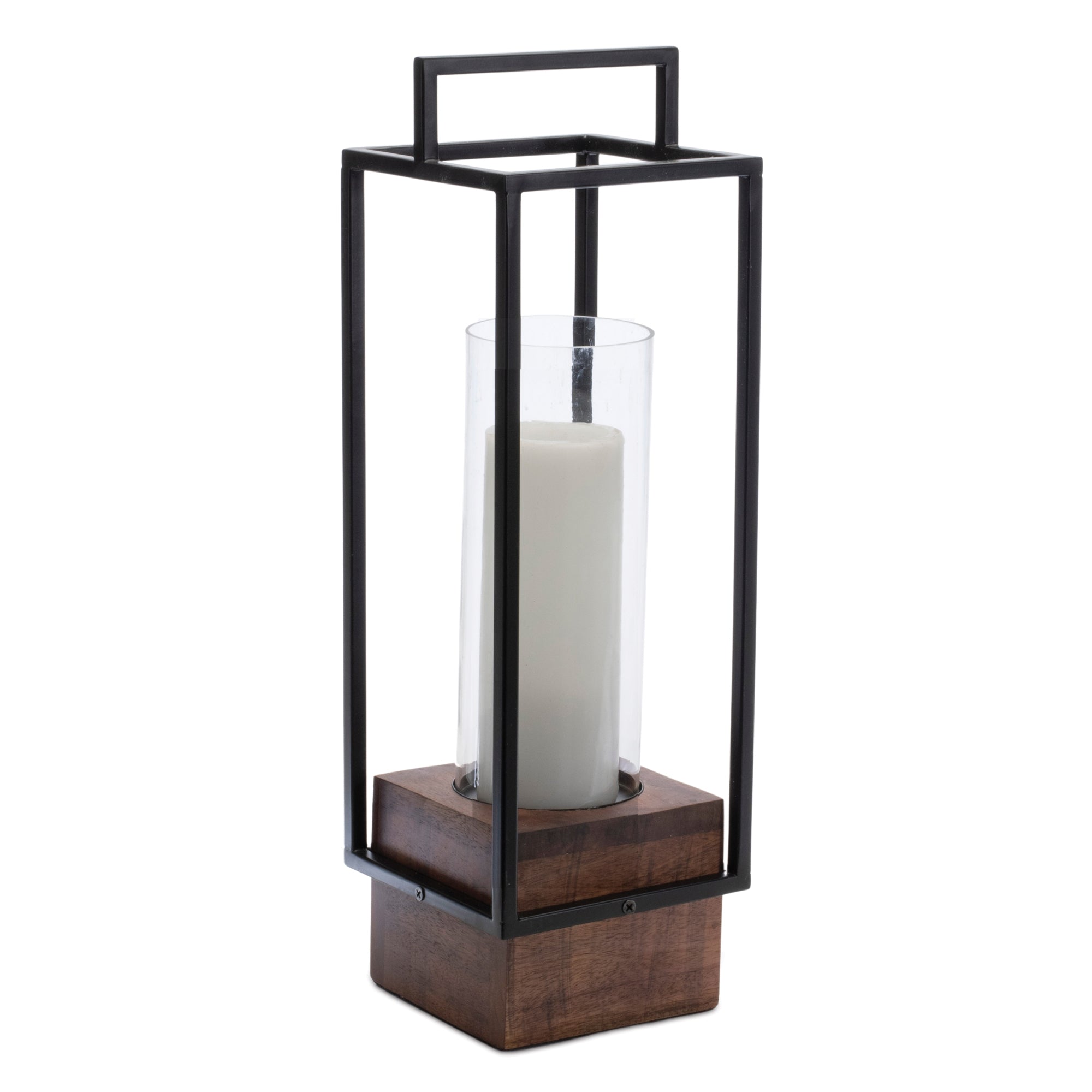 Wooden Lantern with Iron Frame